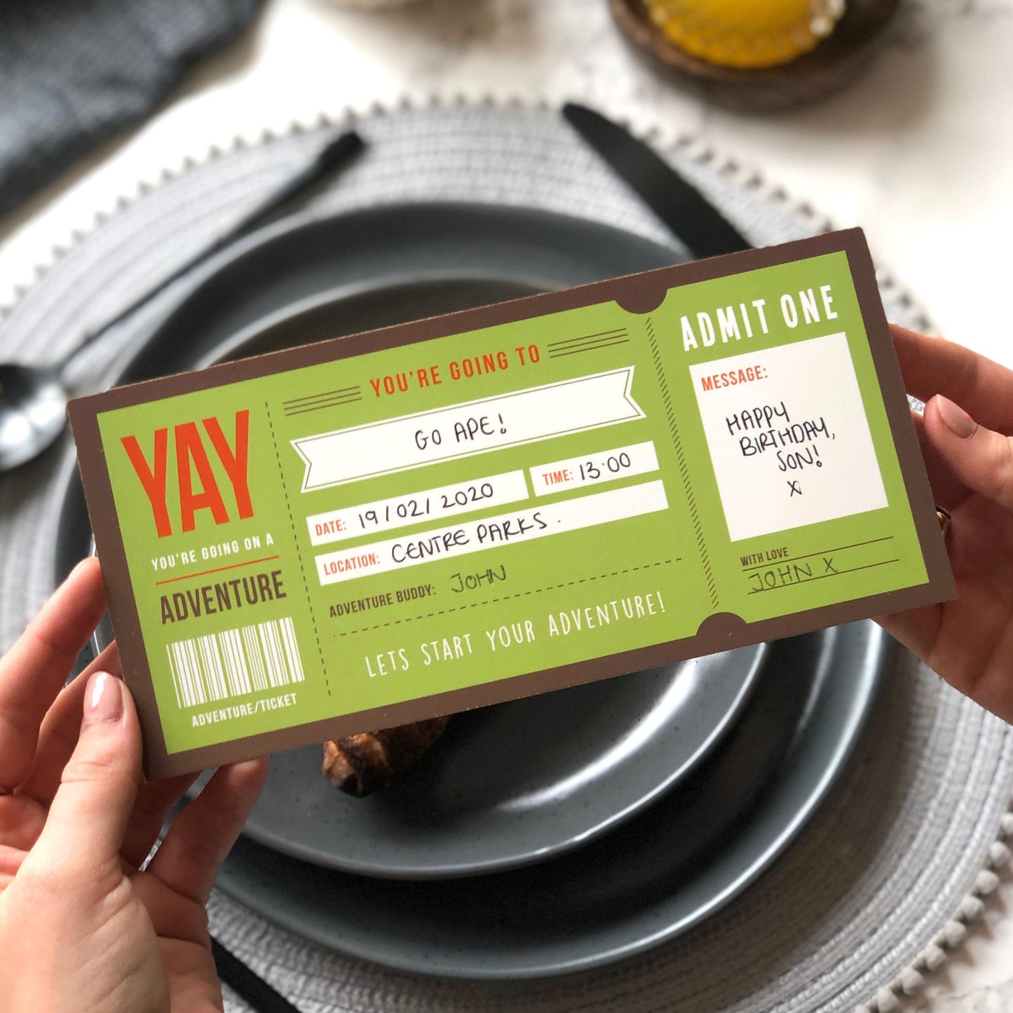Adventure Ticket Gift, a great way to announce your adventure lovers big surprise!