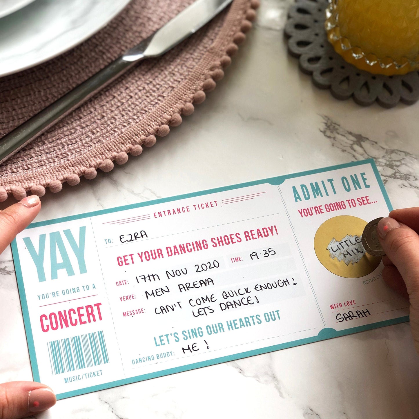 Music Gig Ticket Scratch Card Voucher