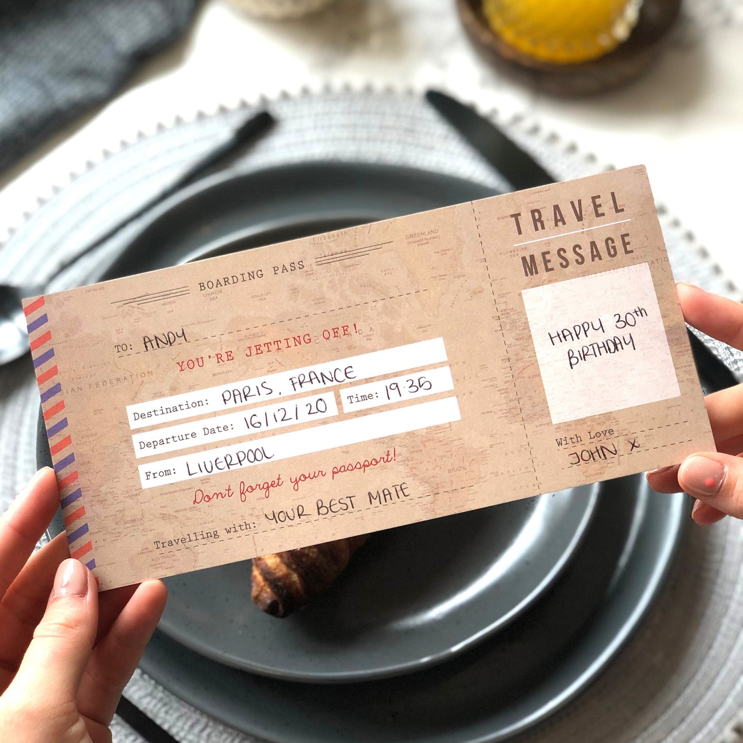 Vintage Travel Announcement Ticket Gift
