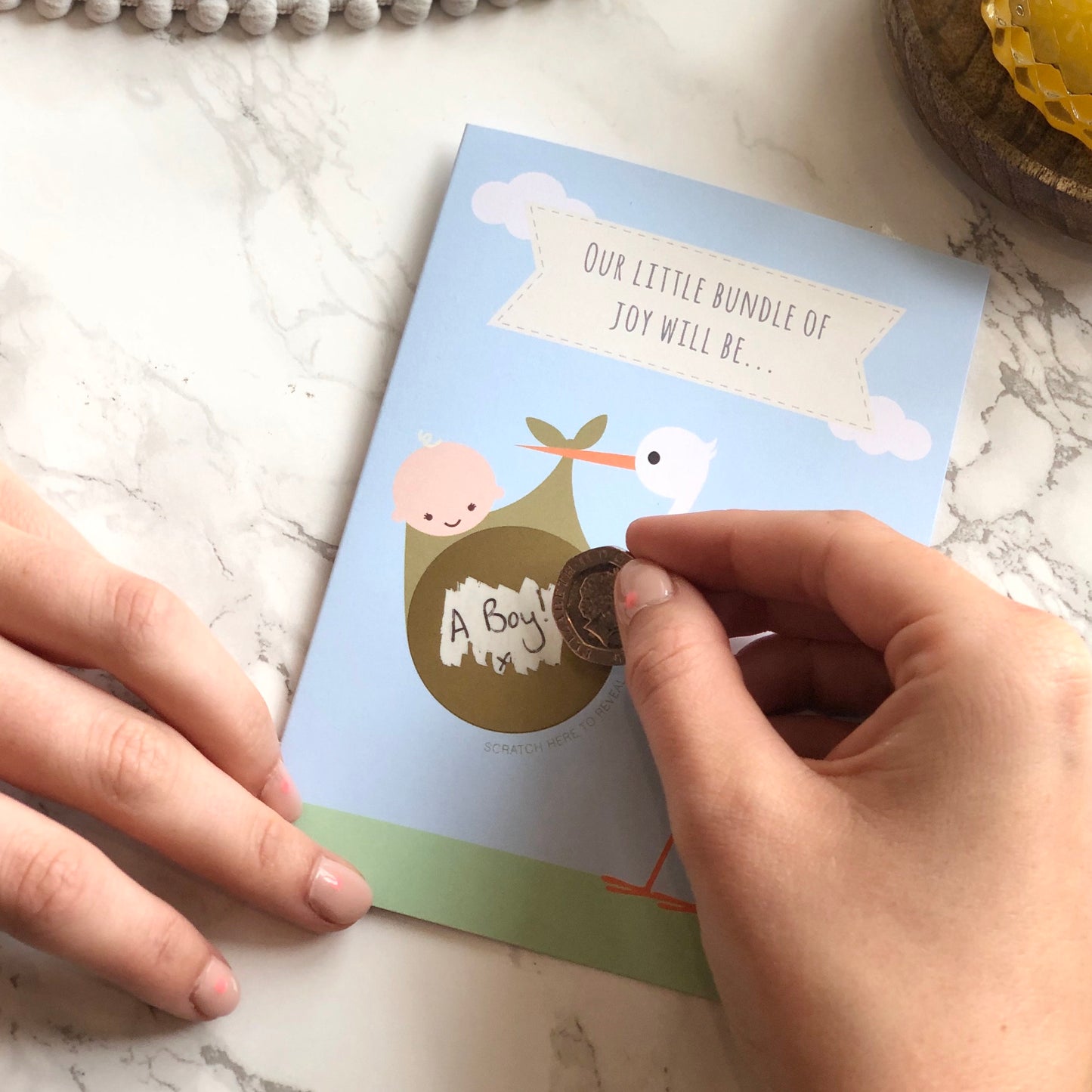 Baby Gender Announcement Reveal Stork Scratch Card