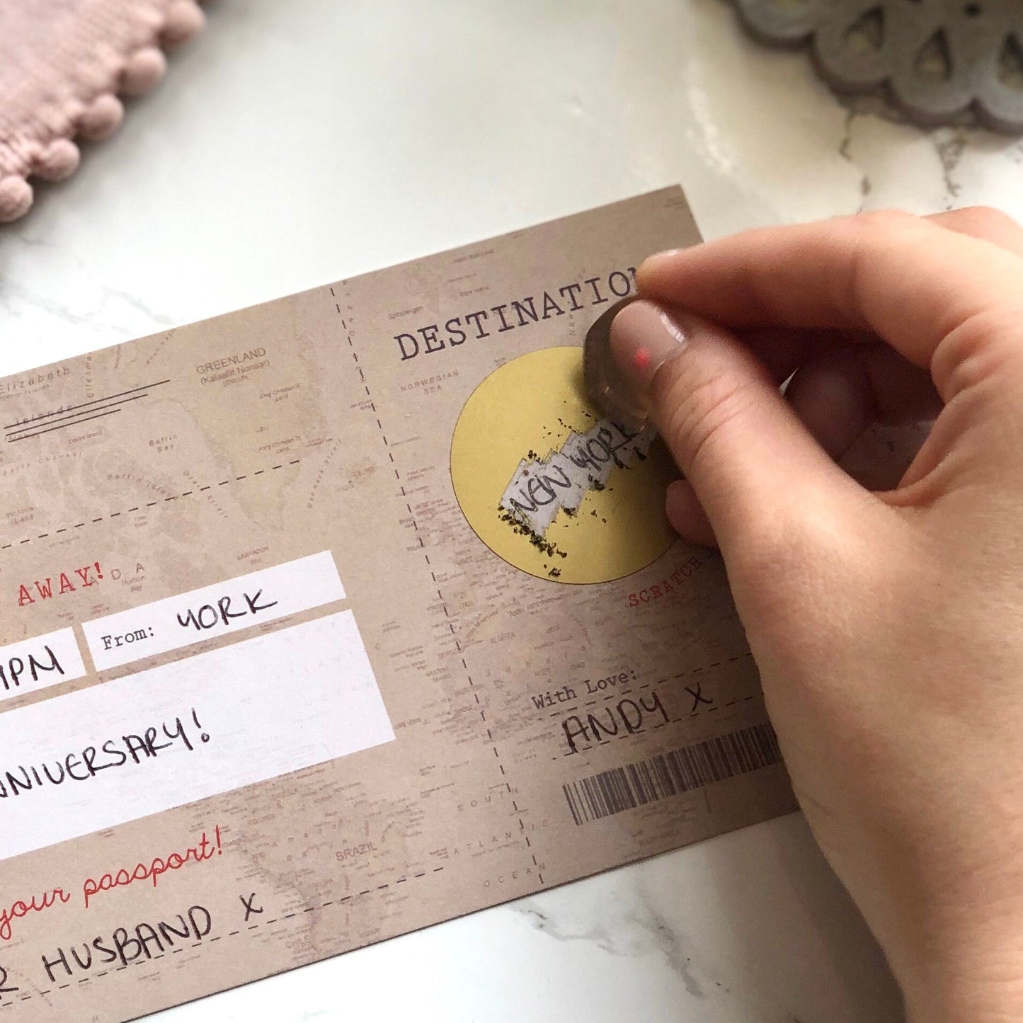 Vintage Scratch Card Boarding Pass Surprise Travel Gift