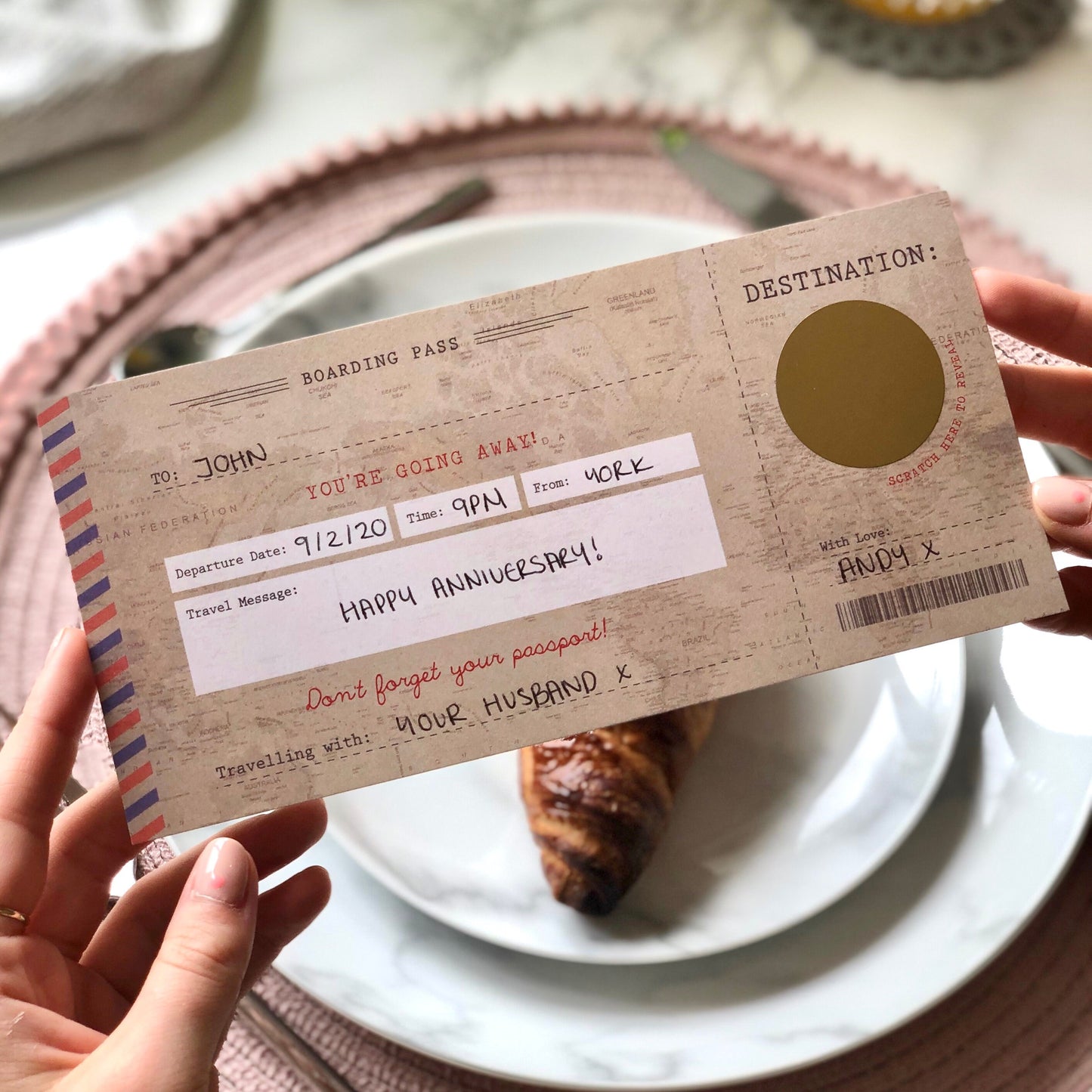 Vintage Scratch Card Boarding Pass Surprise Travel Gift