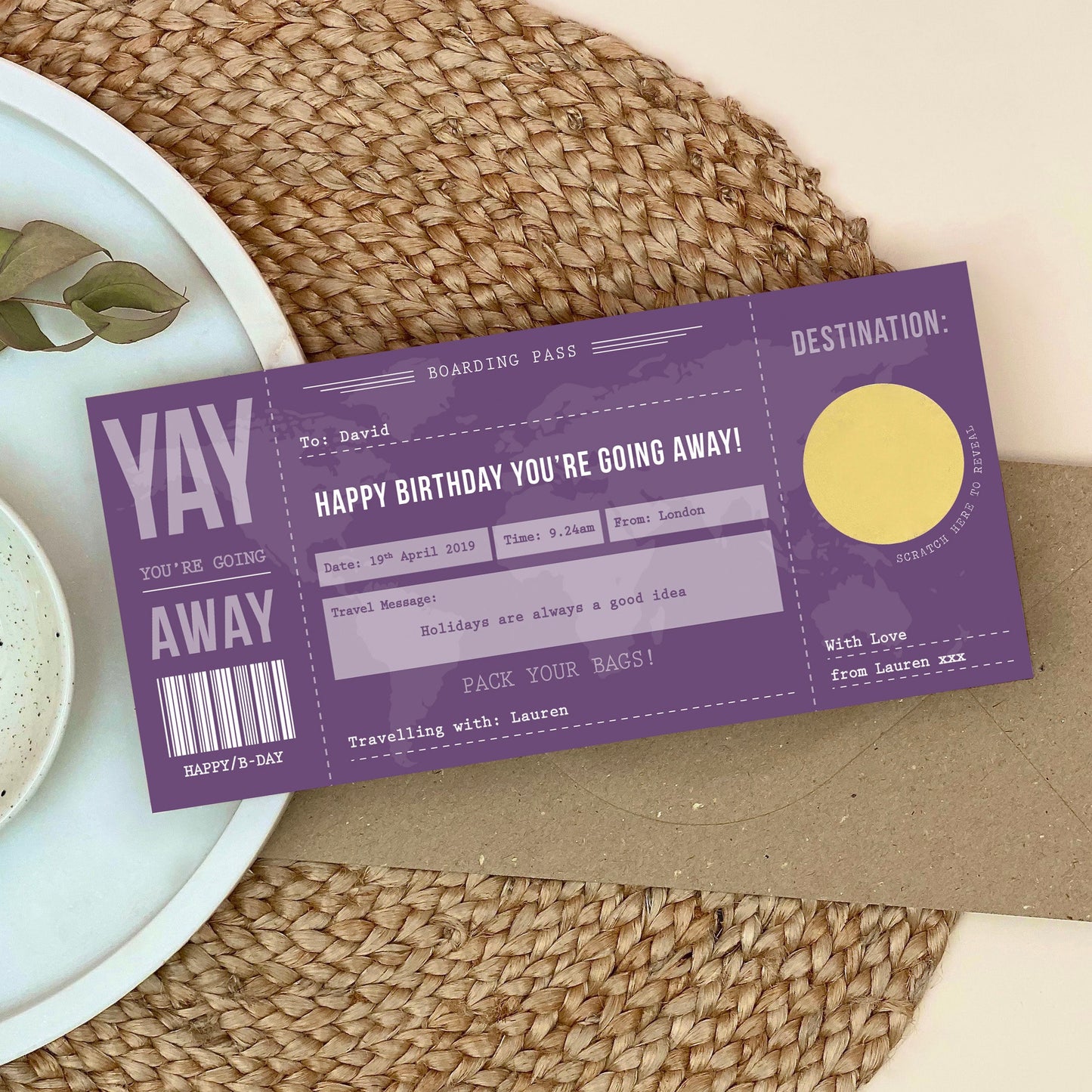 Birthday Scratch Card Boarding Pass