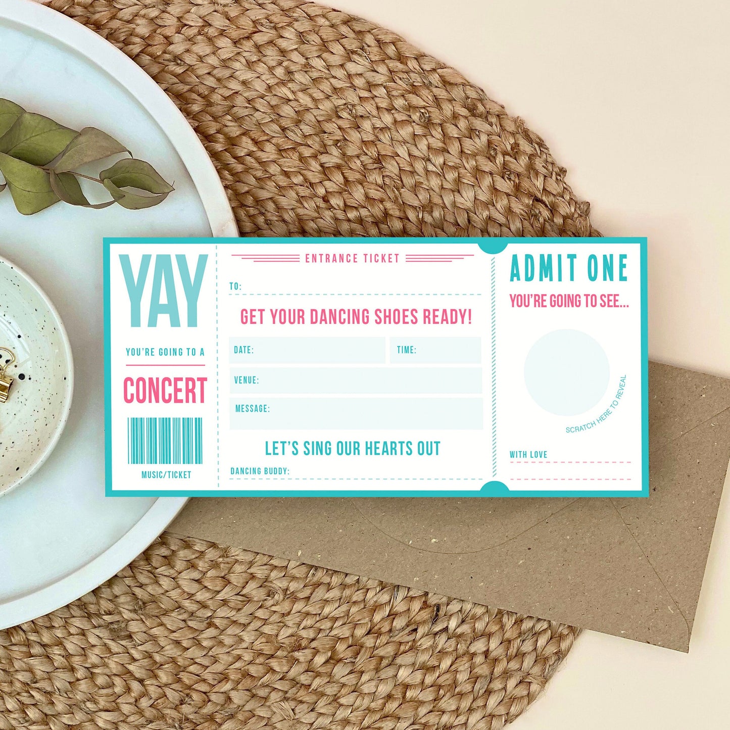Music Gig Ticket Scratch Card Voucher