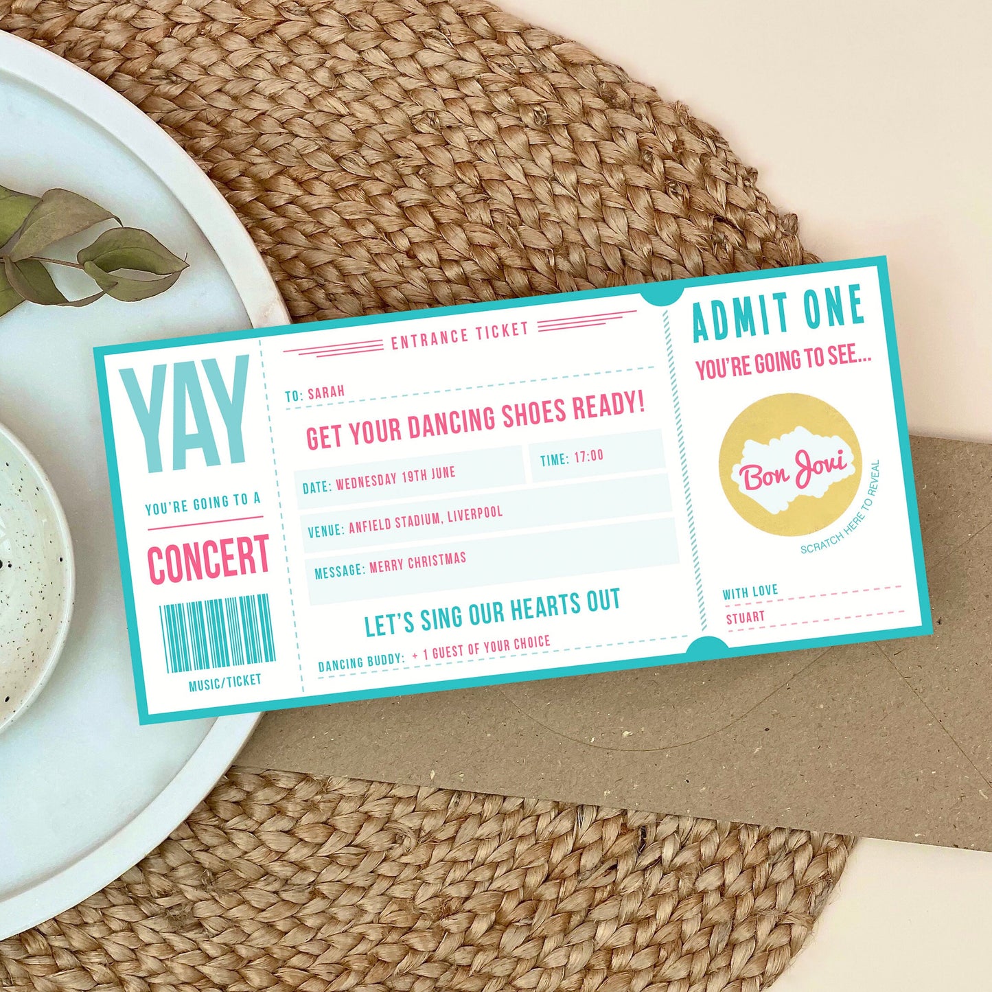 Music Gig Ticket Scratch Card Voucher