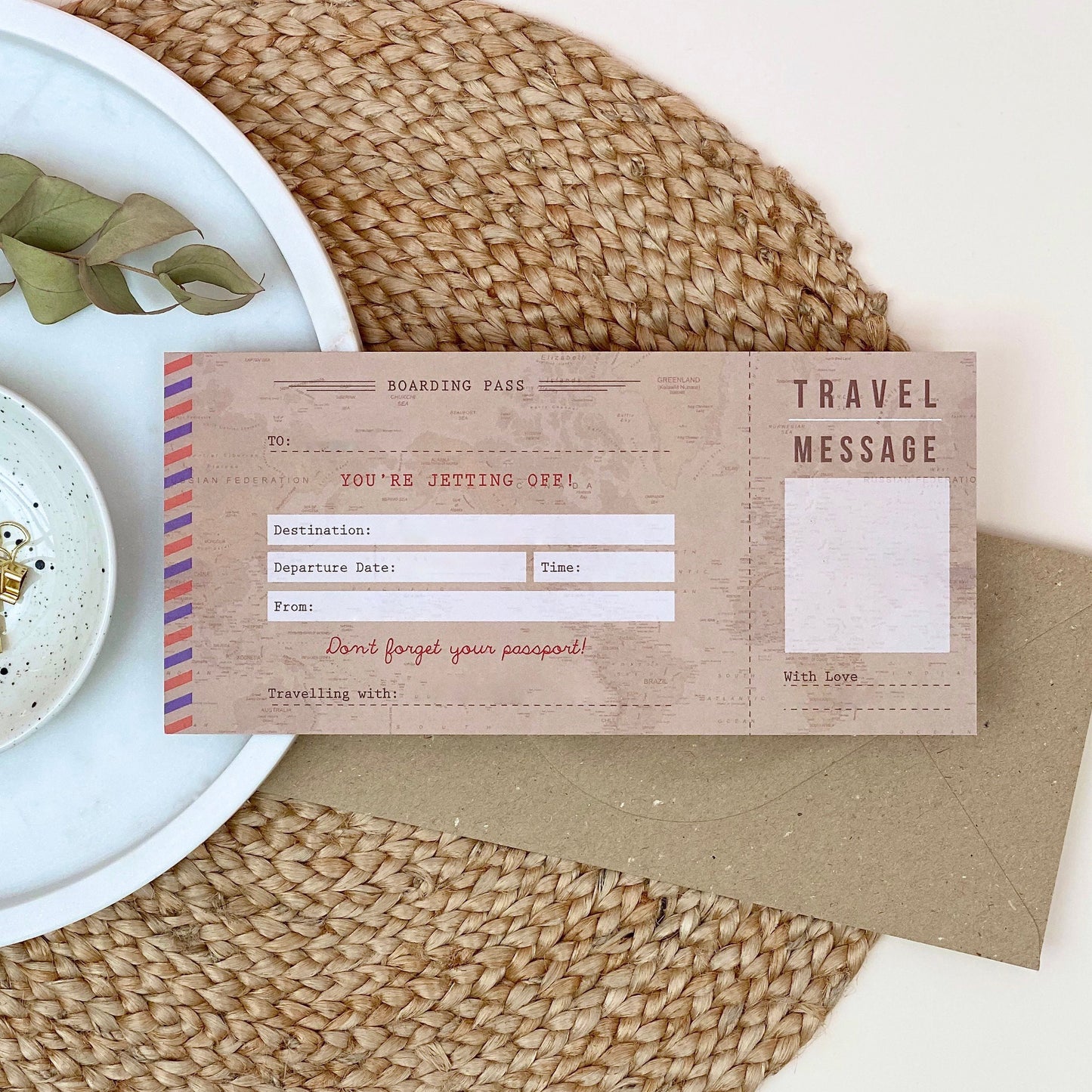 Vintage Travel Announcement Ticket Gift