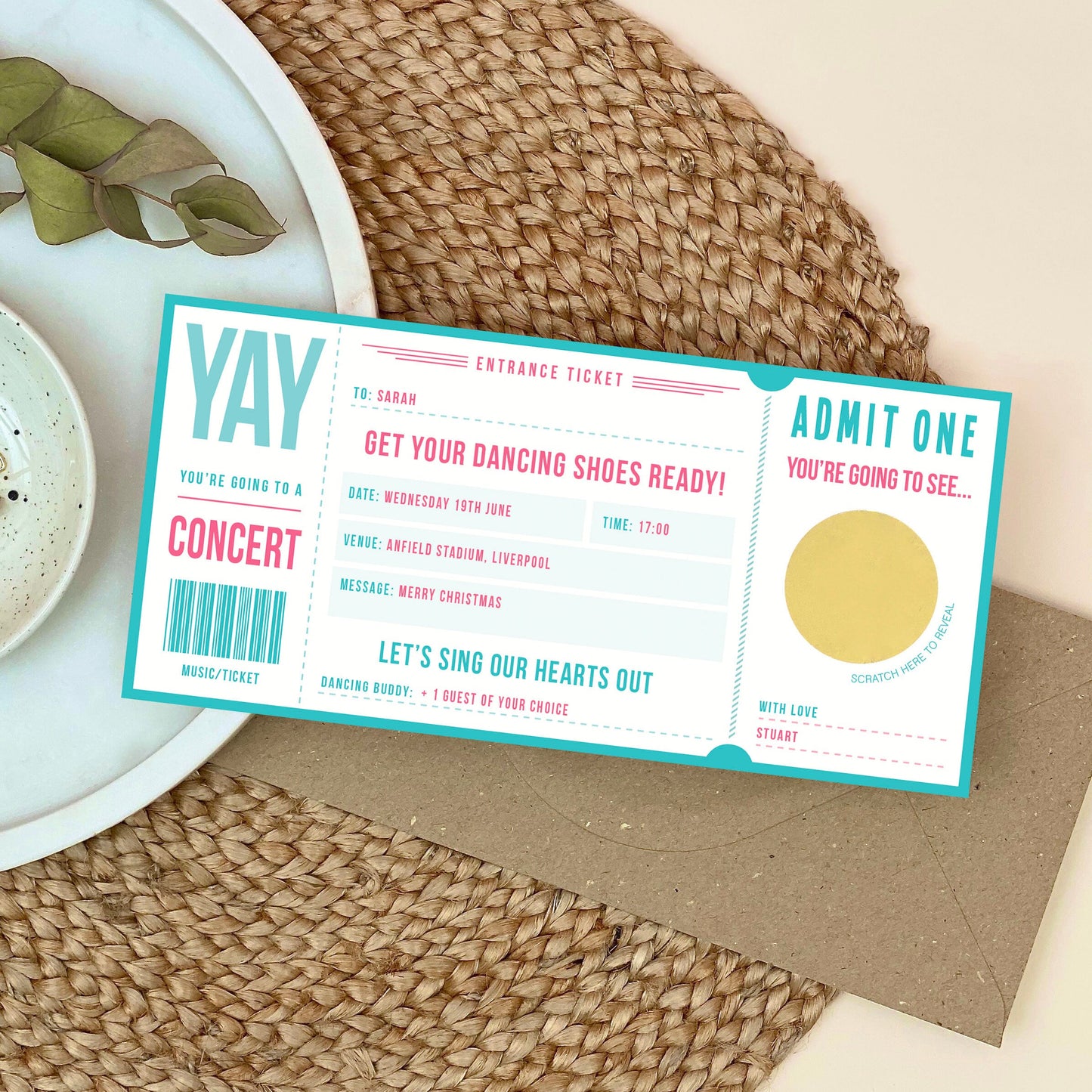 Music Gig Ticket Scratch Card Voucher