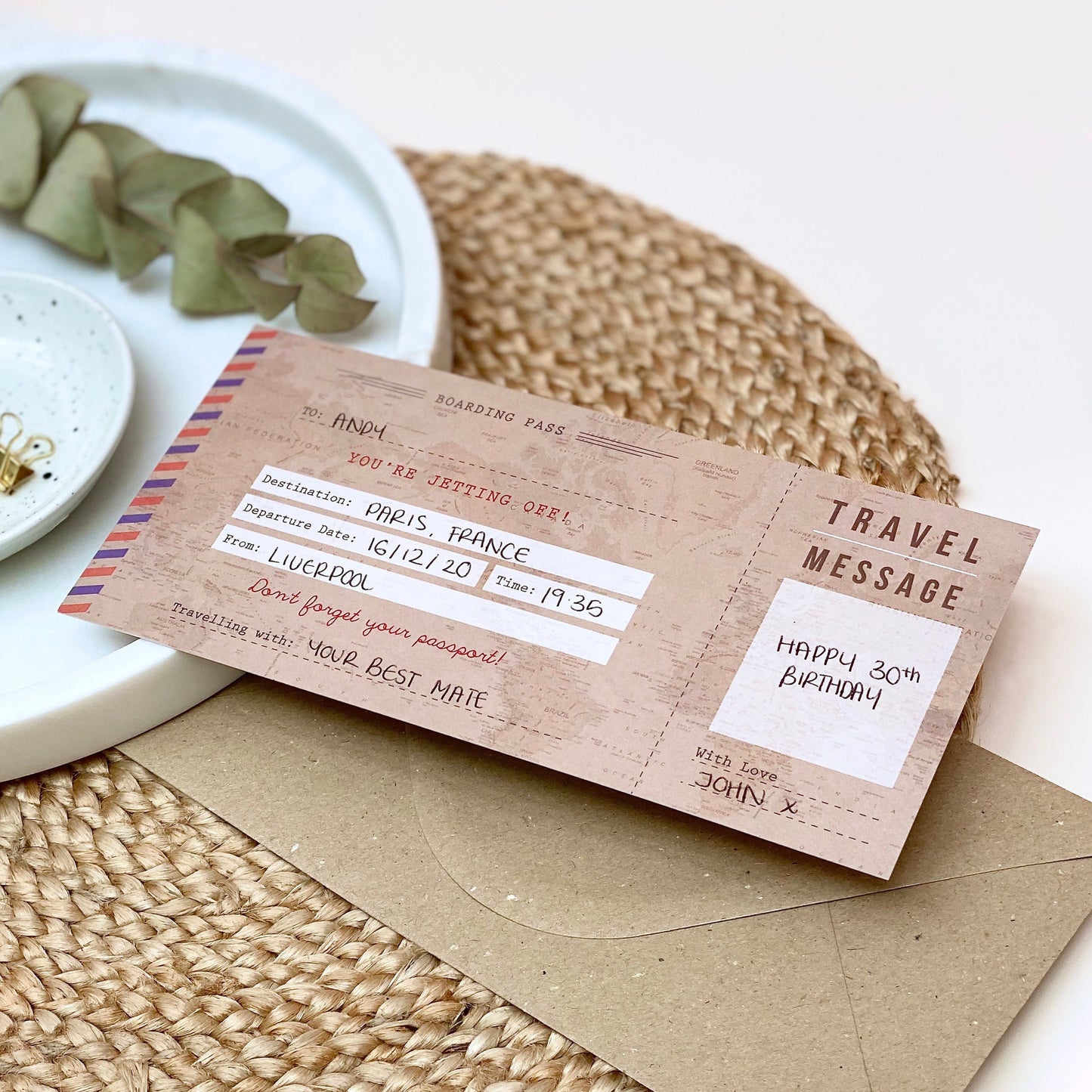 Vintage Travel Announcement Ticket Gift