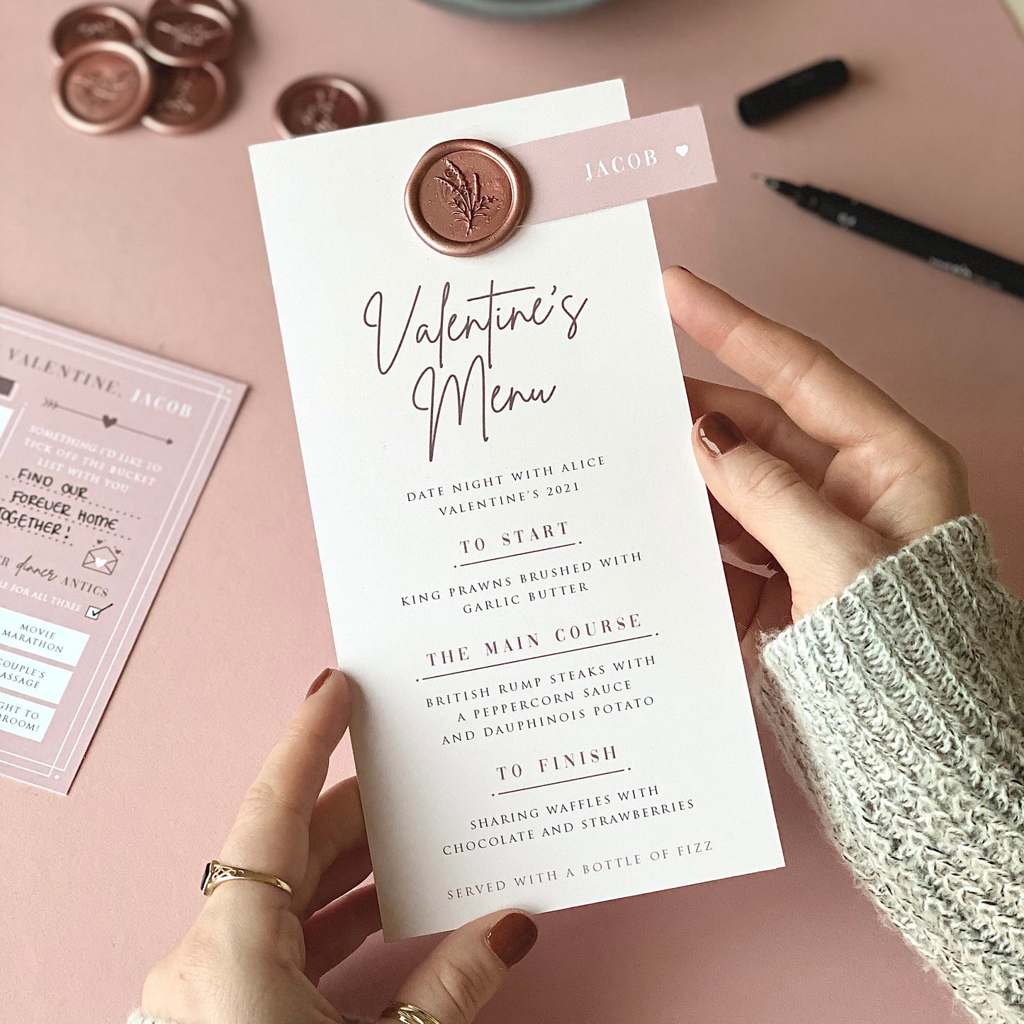 Valentine's Day Menu With Fun Activity Card Pack Of Two