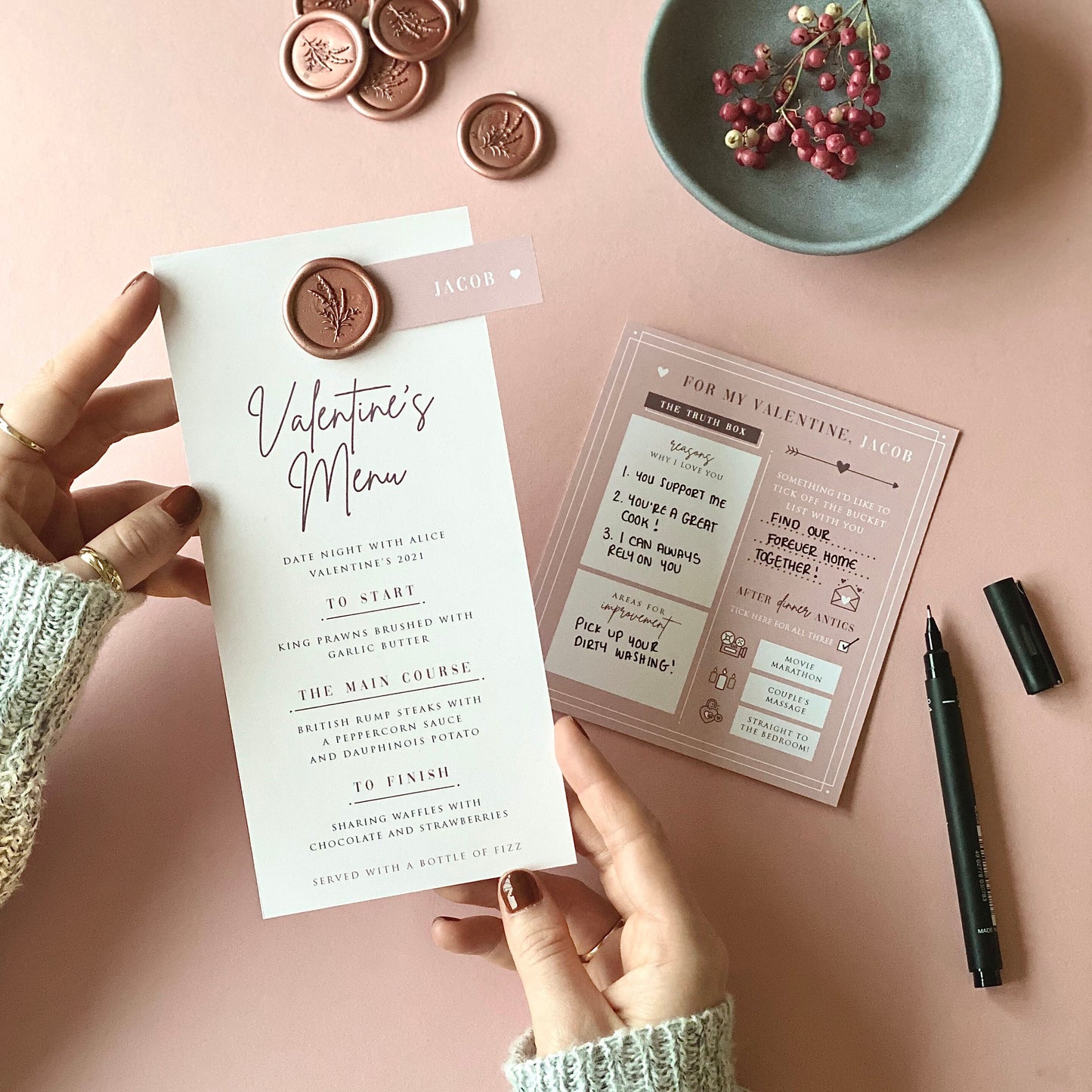 Valentine's Day Menu With Fun Activity Card Pack Of Two