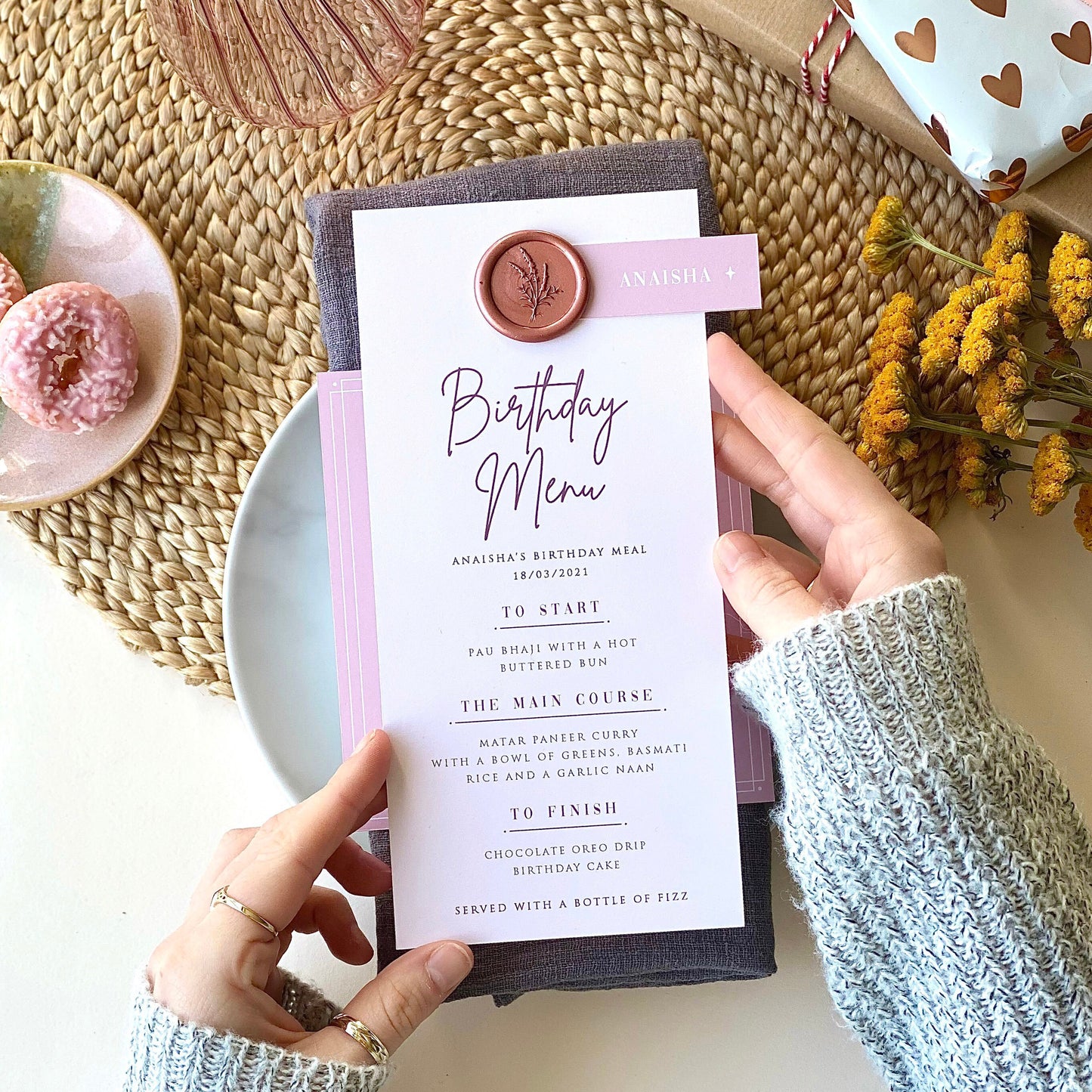 Birthday Menu With Fun Quiz Card