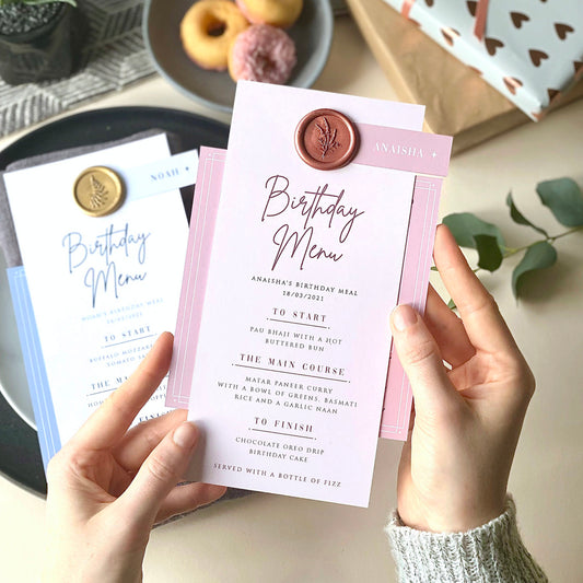 Birthday Menu With Fun Quiz Card