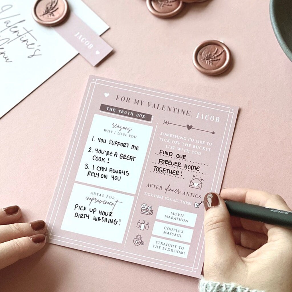 Valentine's Day Menu With Fun Activity Card Pack Of Two