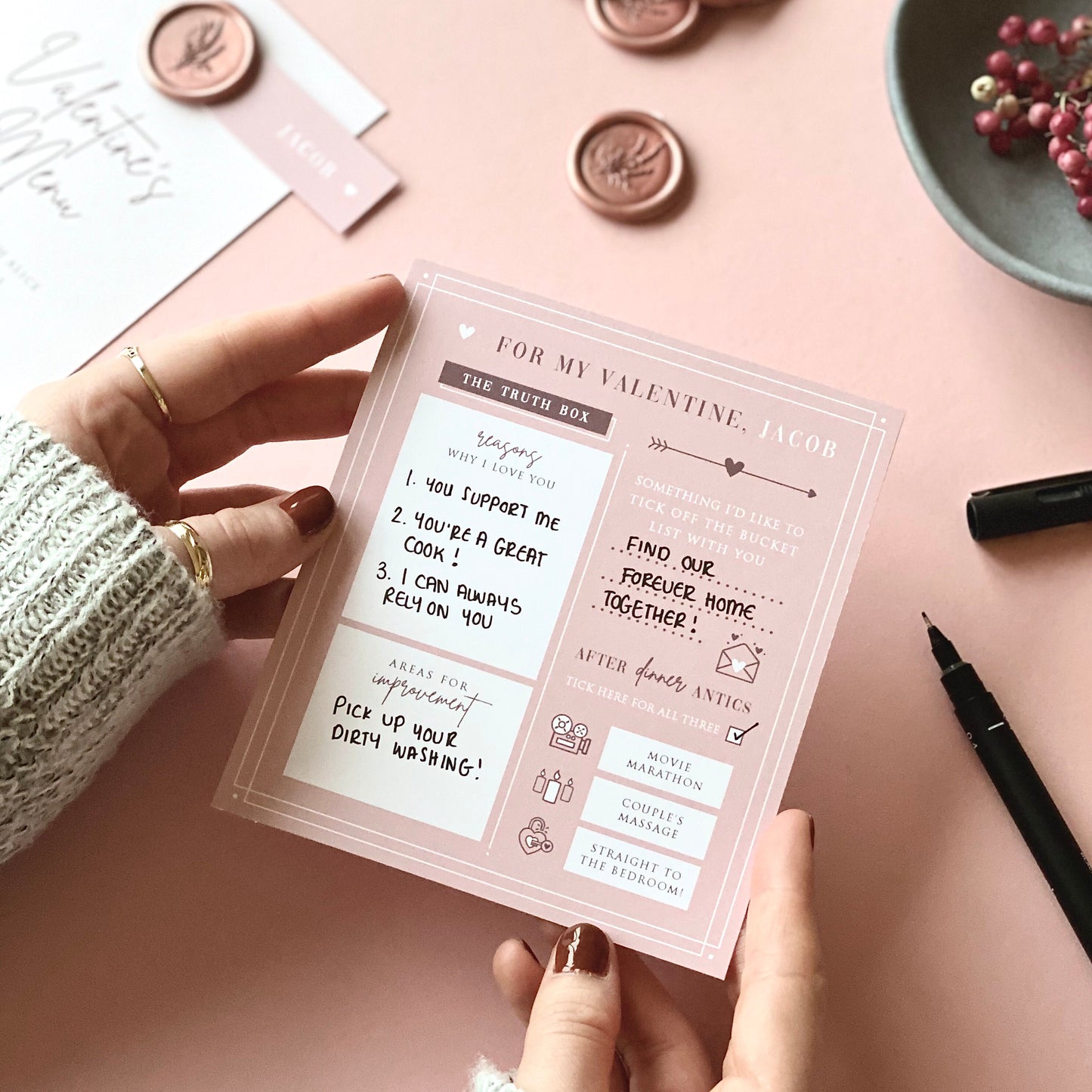 Valentine's Day Menu With Fun Activity Card Pack Of Two
