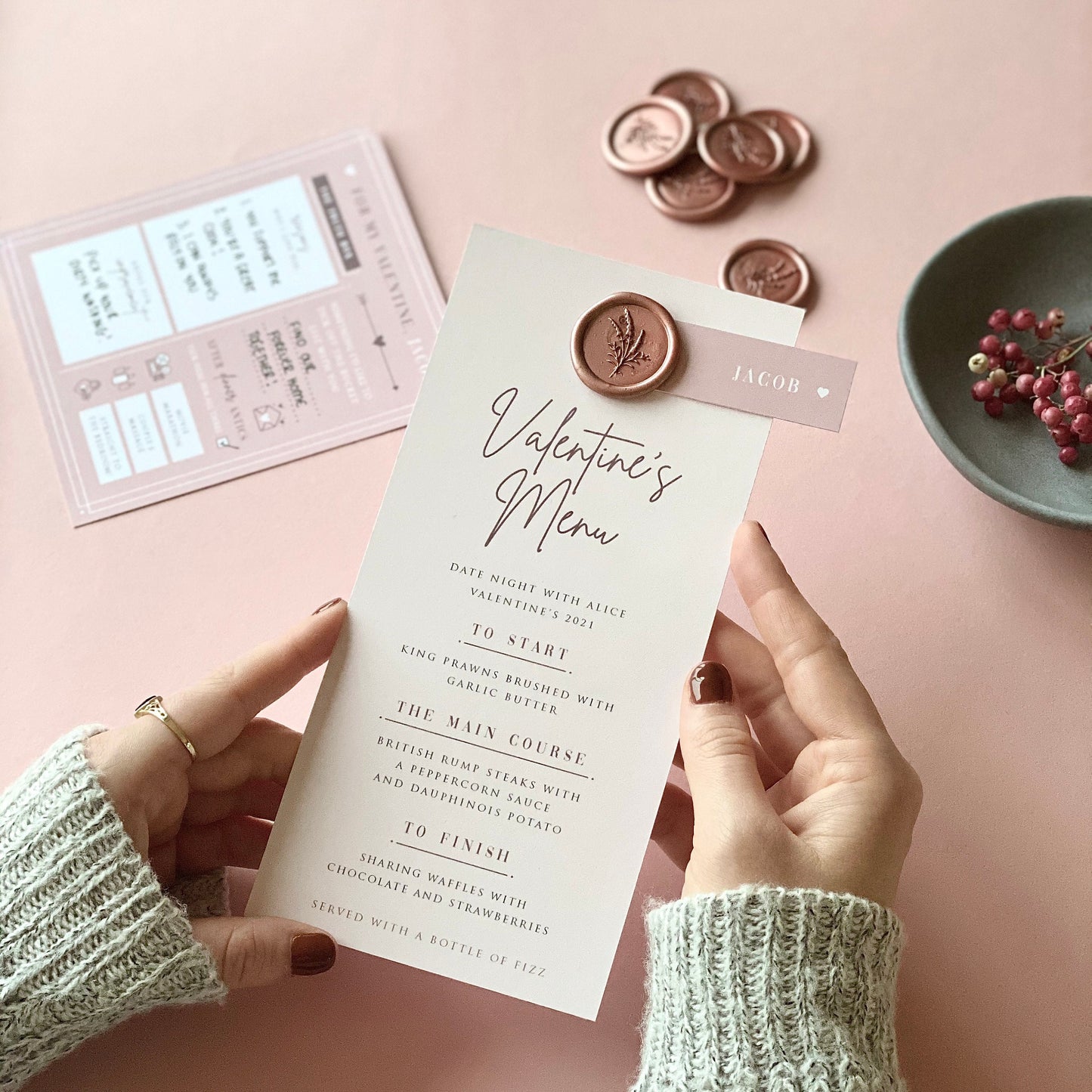 Valentine's Day Menu With Fun Activity Card Pack Of Two