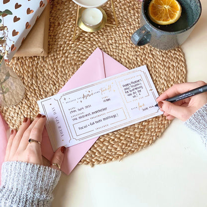 Spa Day Treatment Announcement Ticket Gift