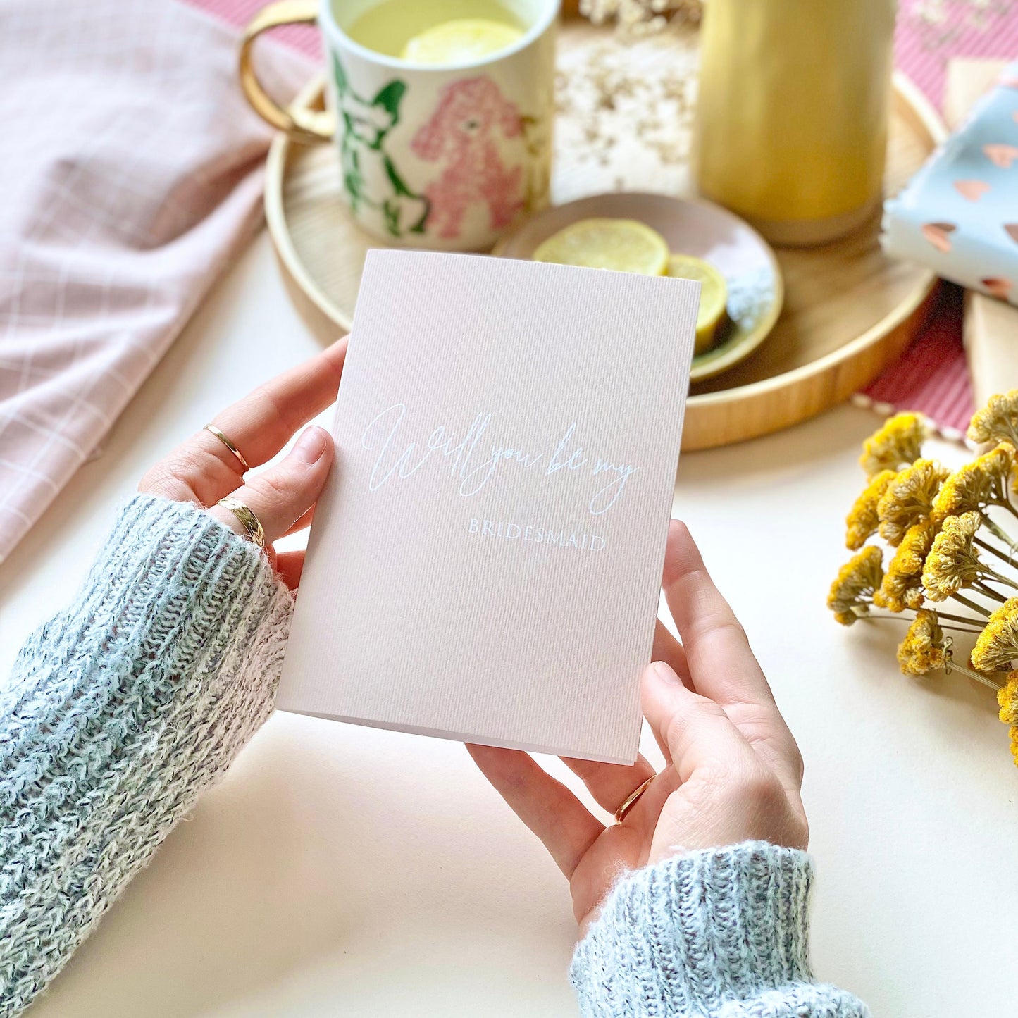 Pink Laid Bridesmaid Card