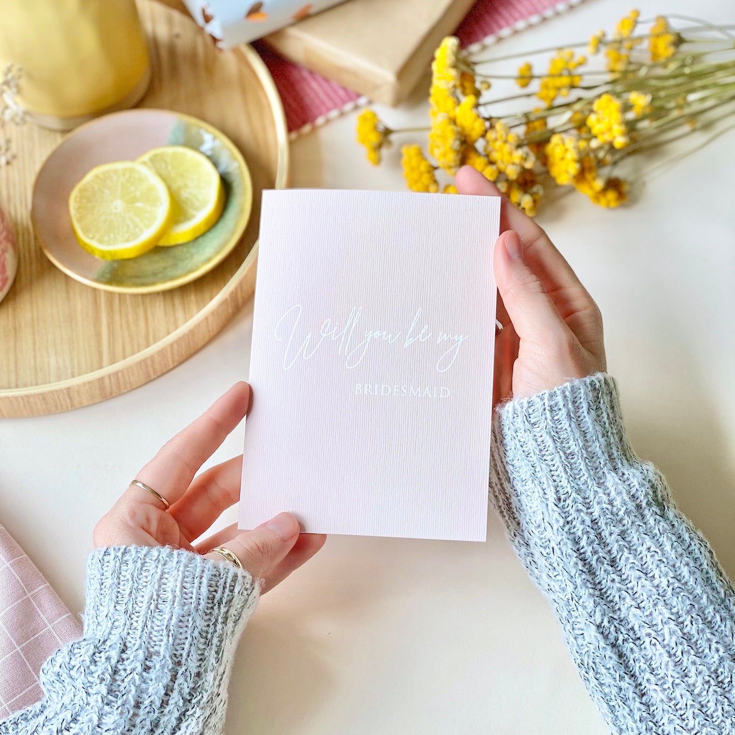 Pink Laid Bridesmaid Card