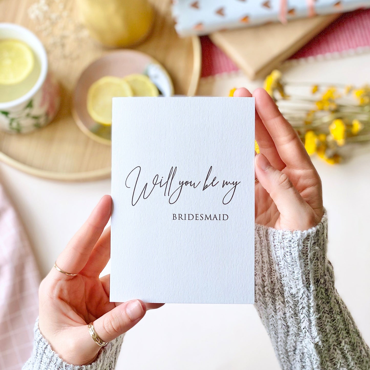 Grey Laid Bridesmaid Card