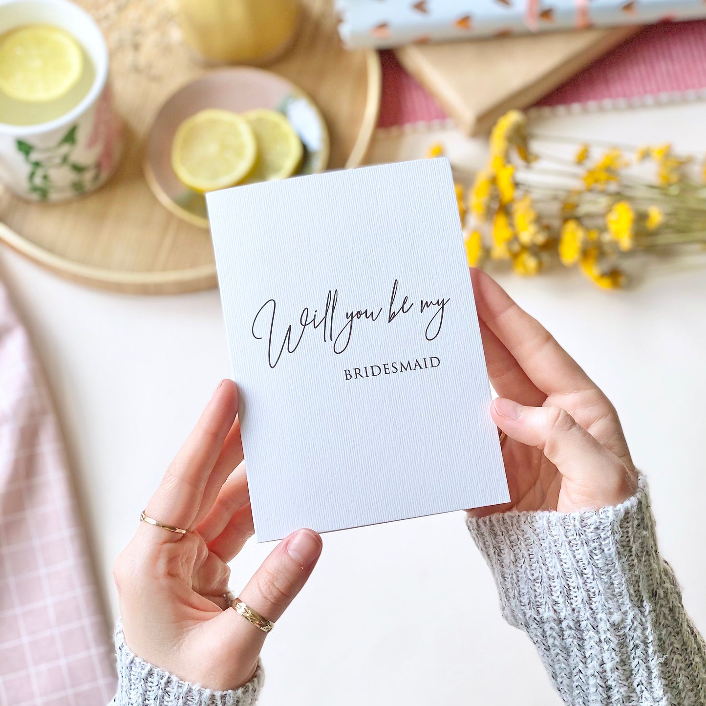 Grey Laid Bridesmaid Card