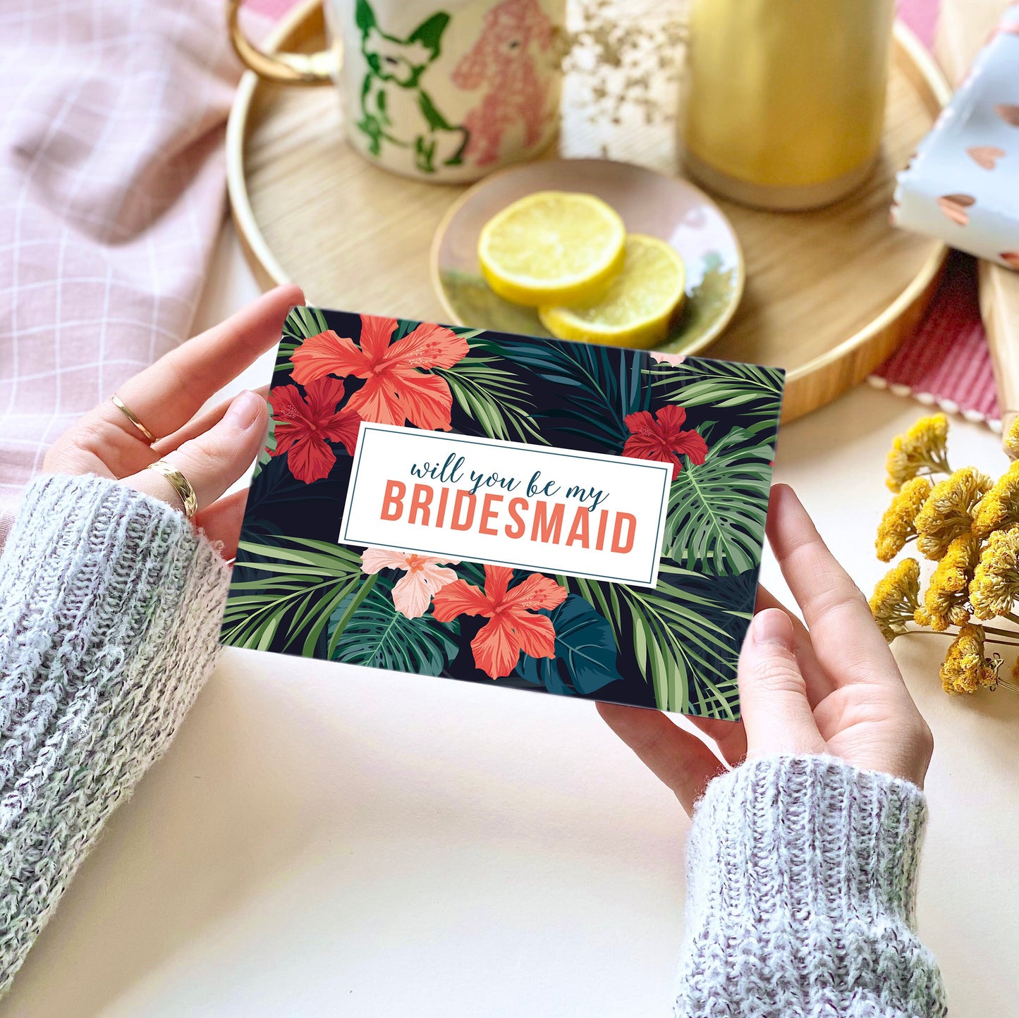Will you be my Bridesmaid tropical Card