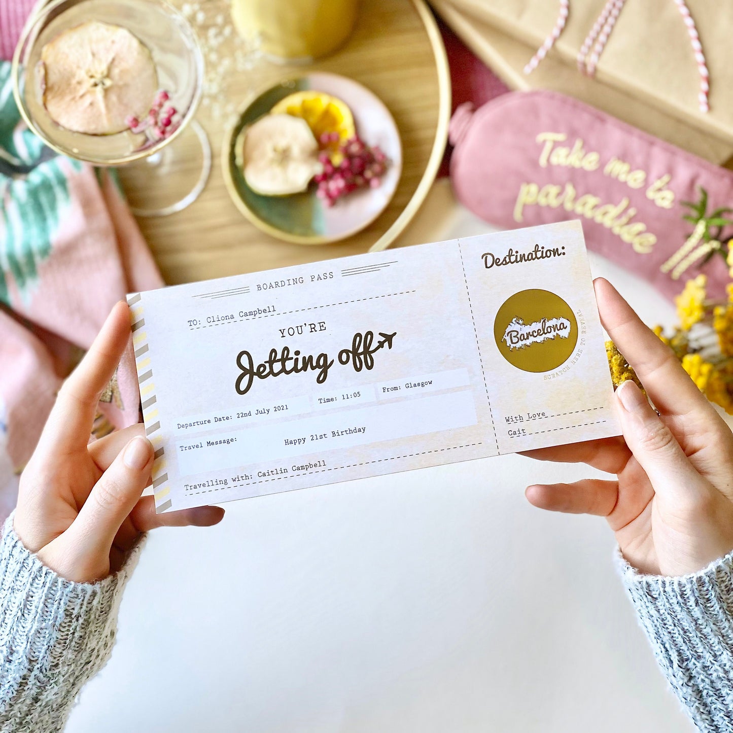 Jetting Off Holiday Reveal Boarding Pass Travel Ticket