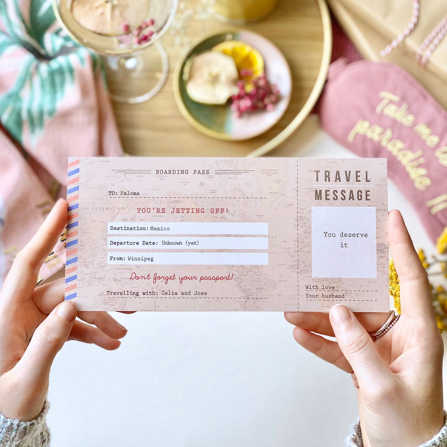 Vintage Travel Announcement Ticket Gift
