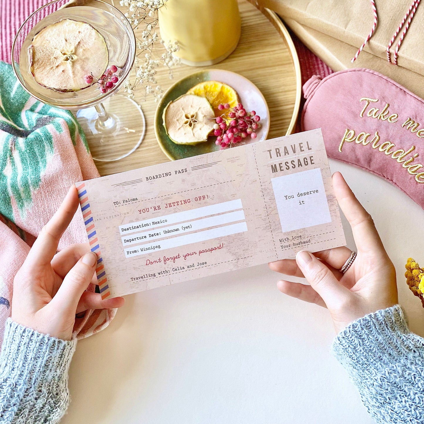 Vintage Travel Announcement Ticket Gift