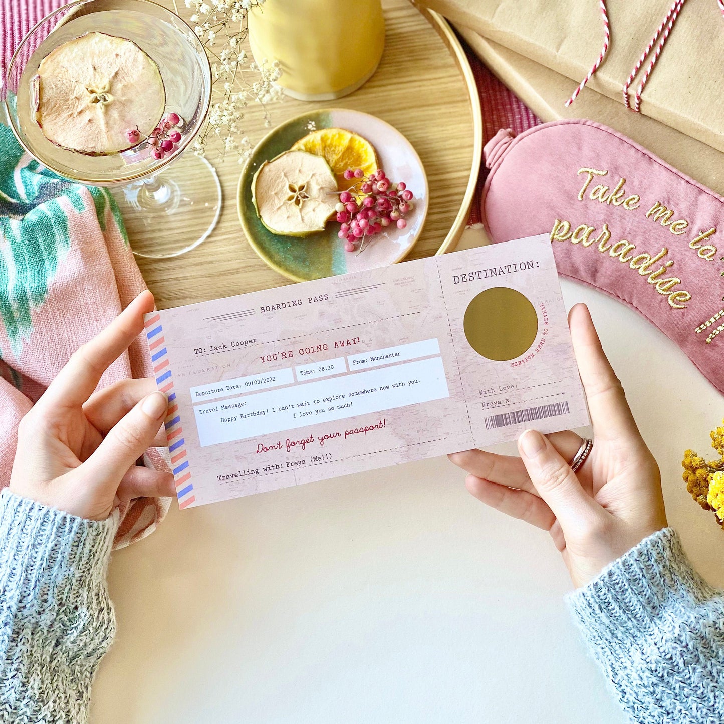 Vintage Scratch Card Boarding Pass Surprise Travel Gift