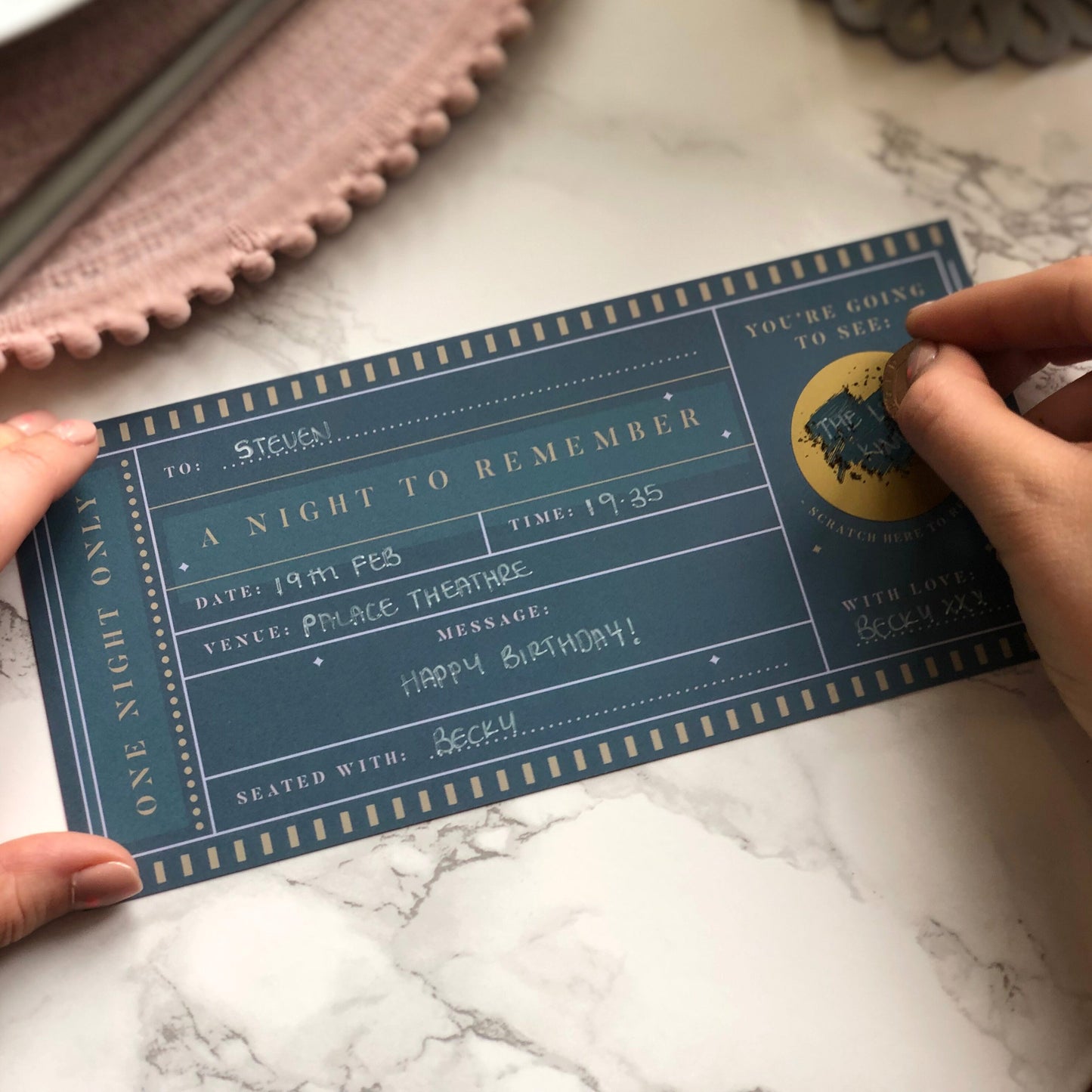 Theatre Ticket Gift Voucher Scratch Card