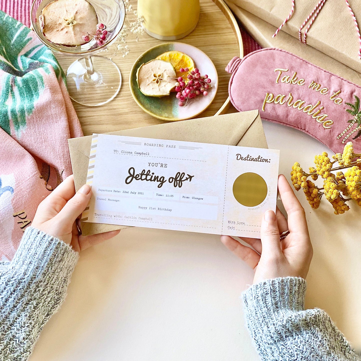 Jetting Off Holiday Reveal Boarding Pass Travel Ticket