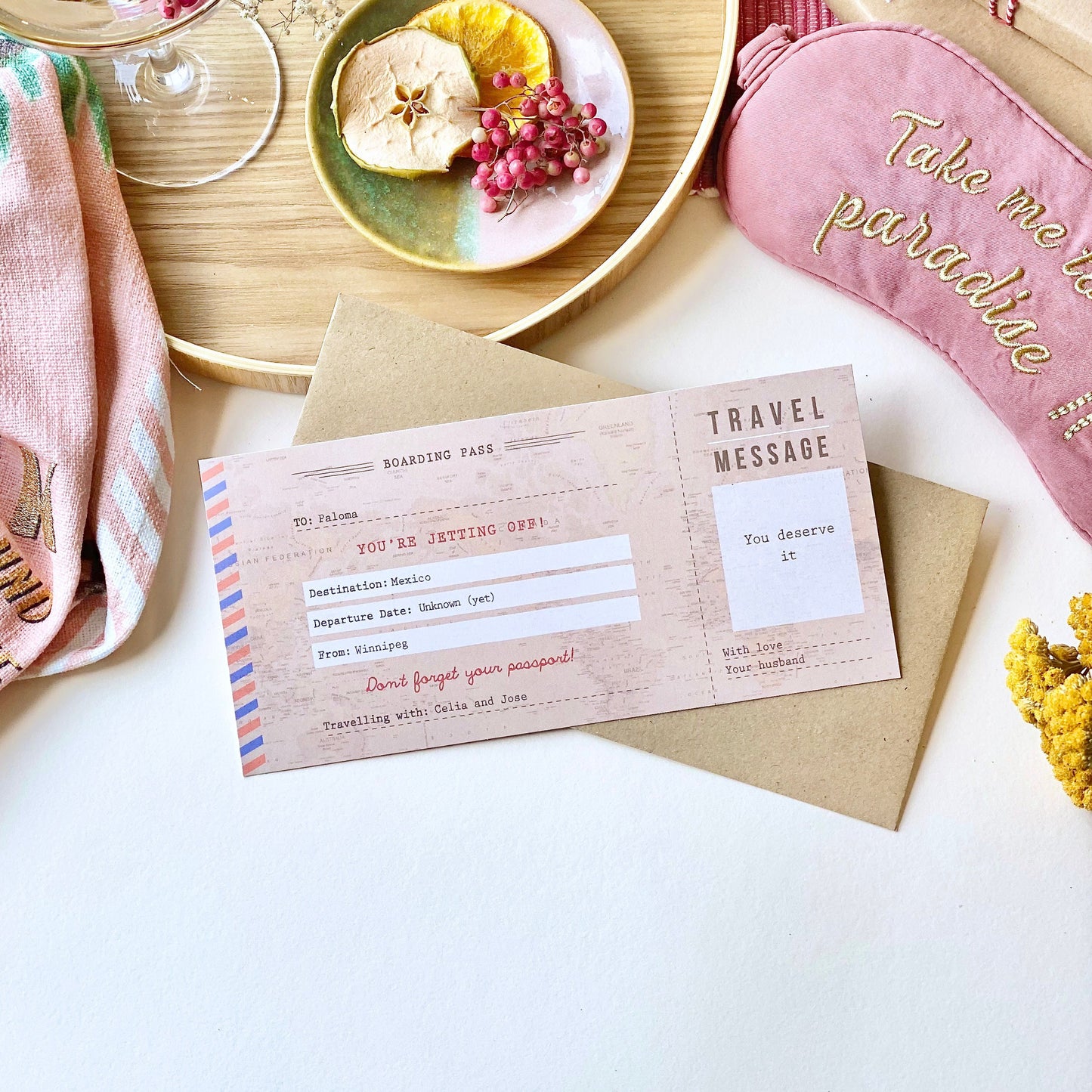Vintage Travel Announcement Ticket Gift