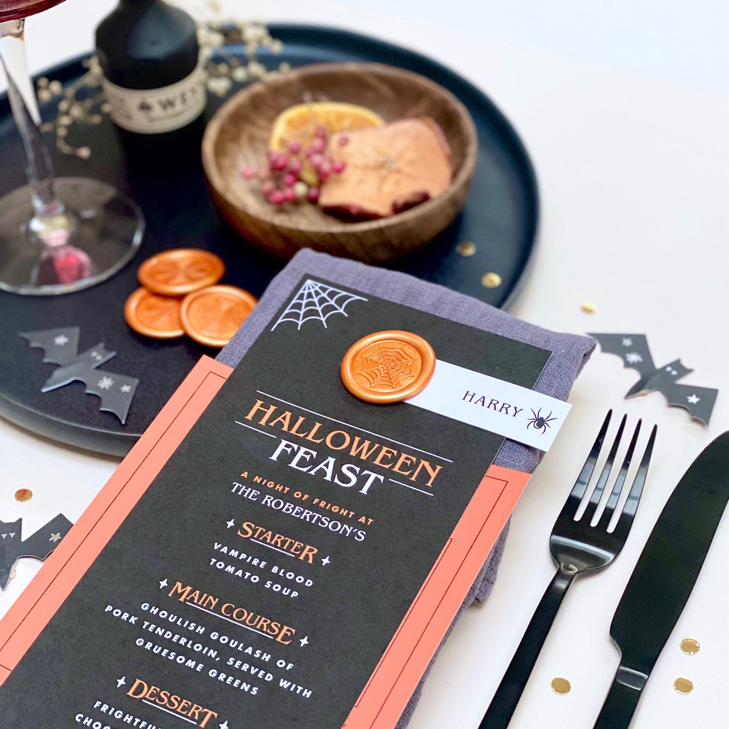 Halloween Table Menu And Optional Spooky Quiz Card