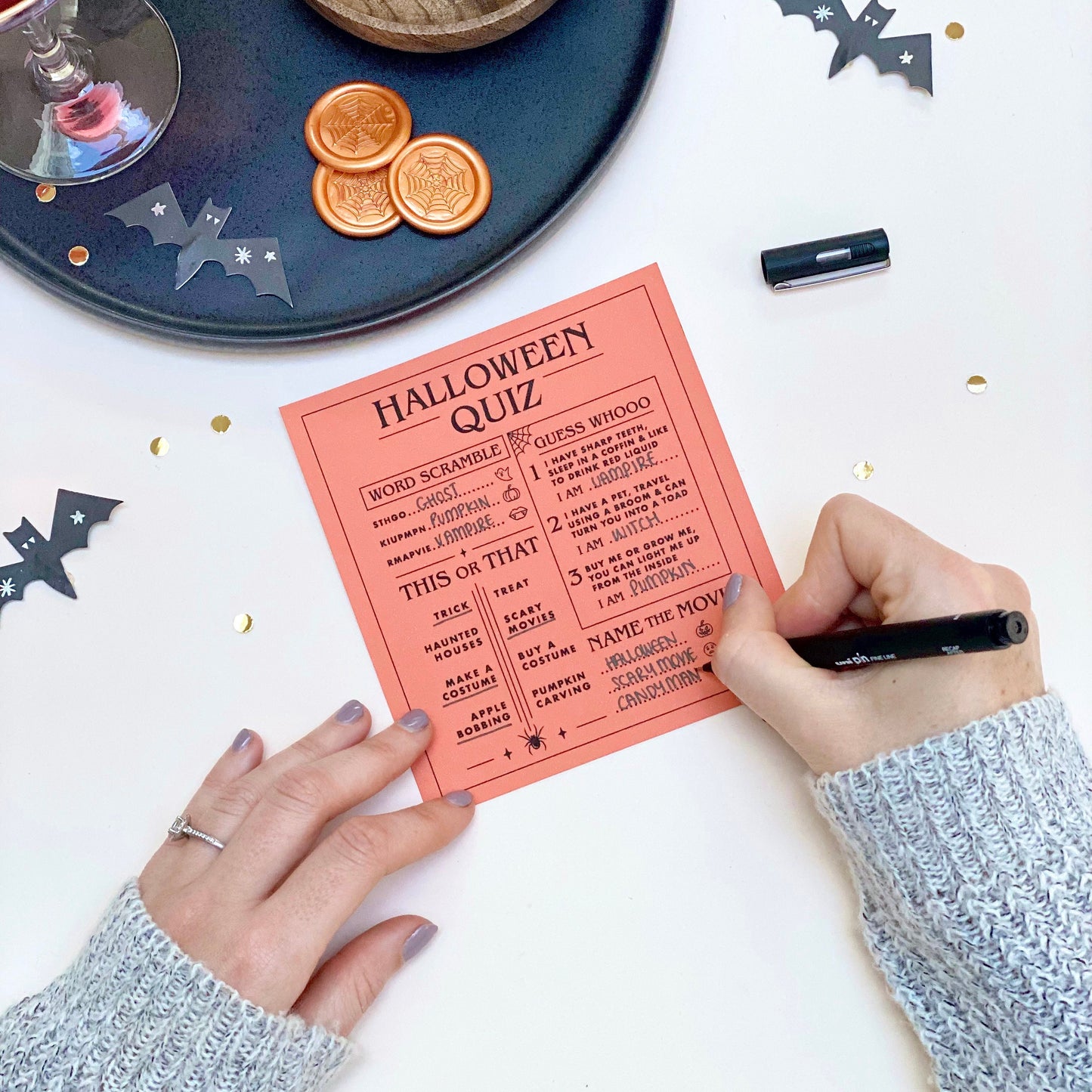 Halloween Table Menu And Optional Spooky Quiz Card