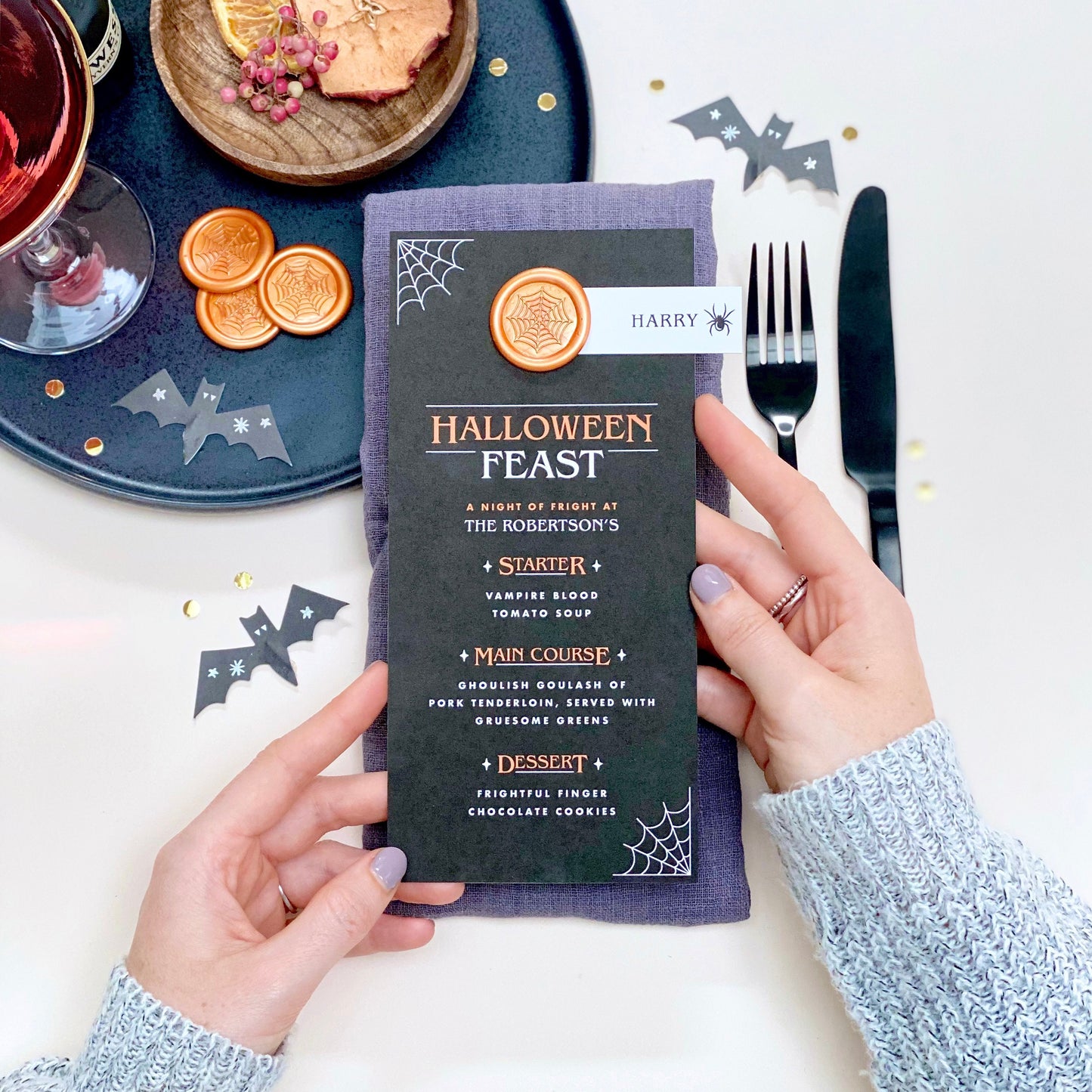 Halloween Table Menu And Optional Spooky Quiz Card