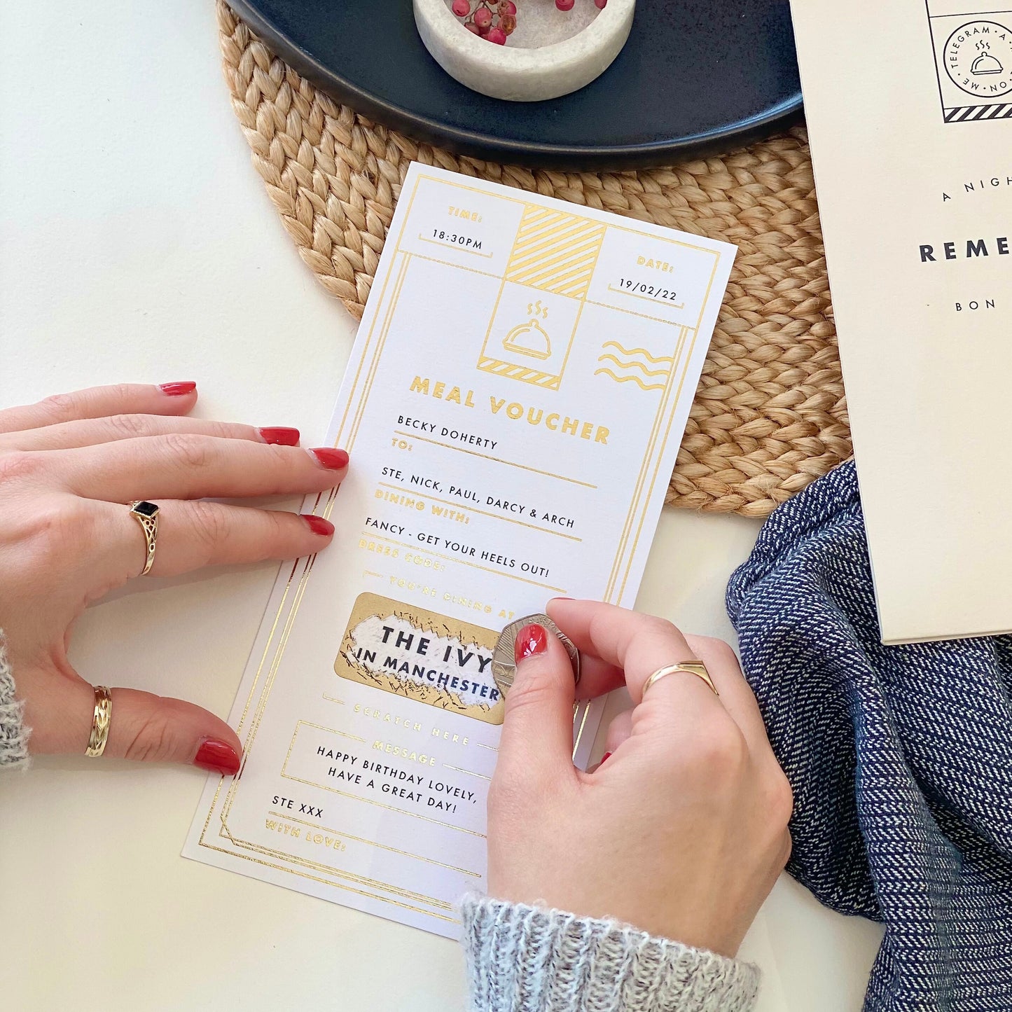 Meal Announcement Scratch Card Voucher with Wallet