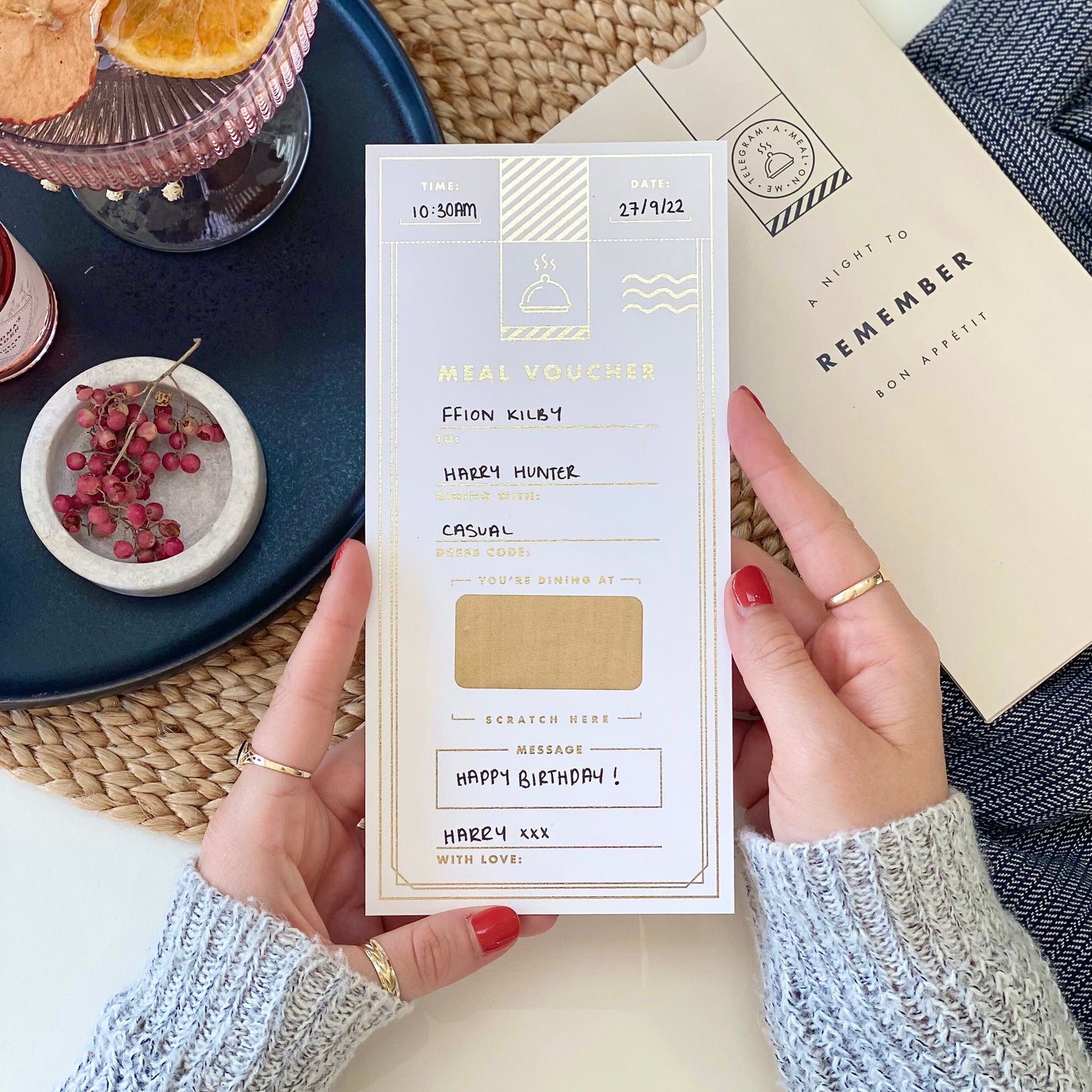 Meal Announcement Scratch Card Voucher with Wallet
