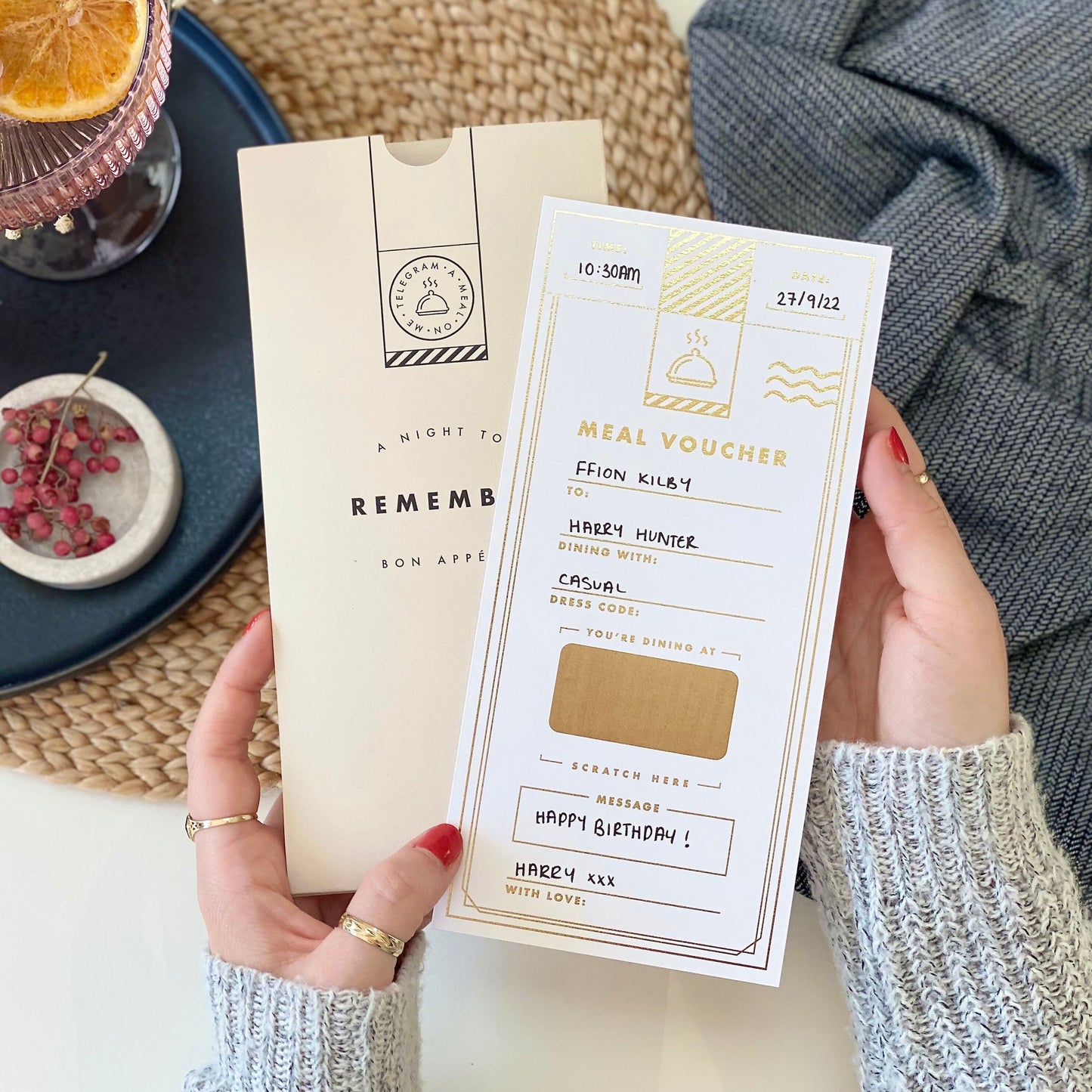 Meal Announcement Scratch Card Voucher with Wallet