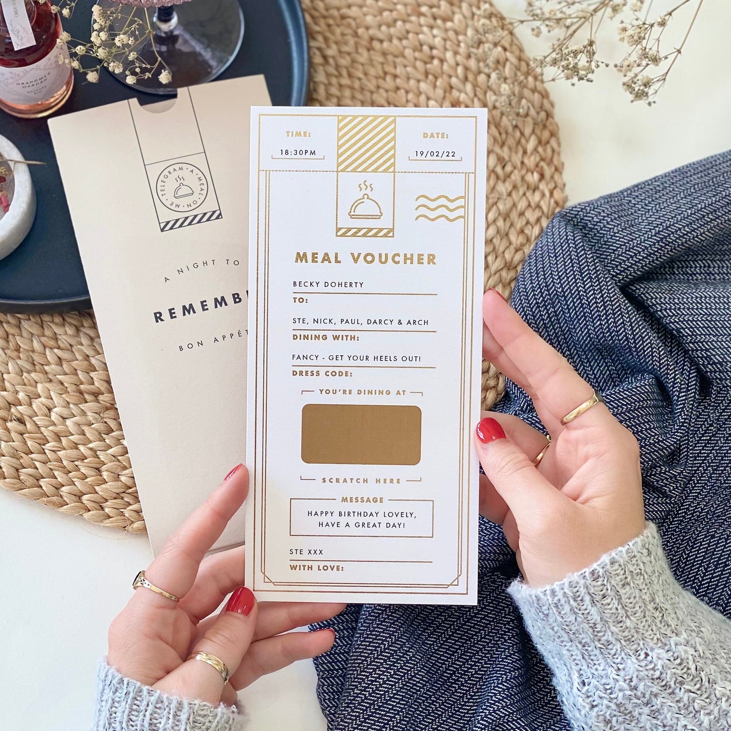 Meal Announcement Scratch Card Voucher with Wallet