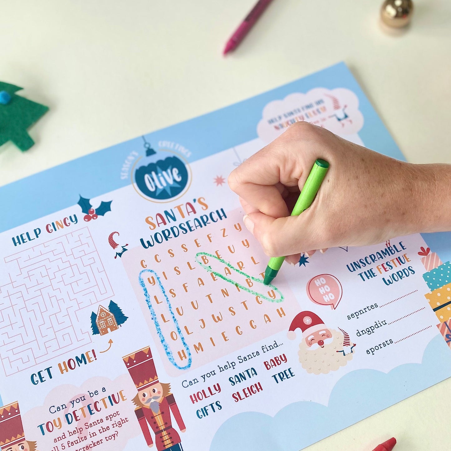 Personalised Kids Christmas Activity Place Mat