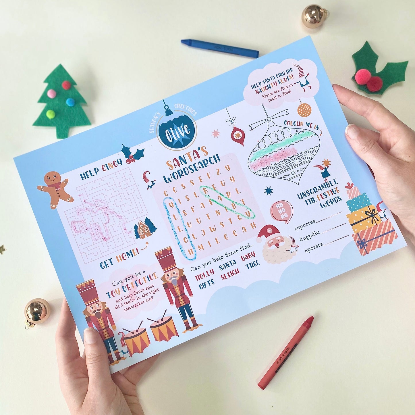 Personalised Kids Christmas Activity Place Mat