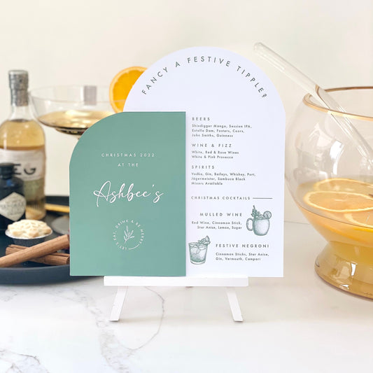 Personalised Festive Drinks Menu Table Sign