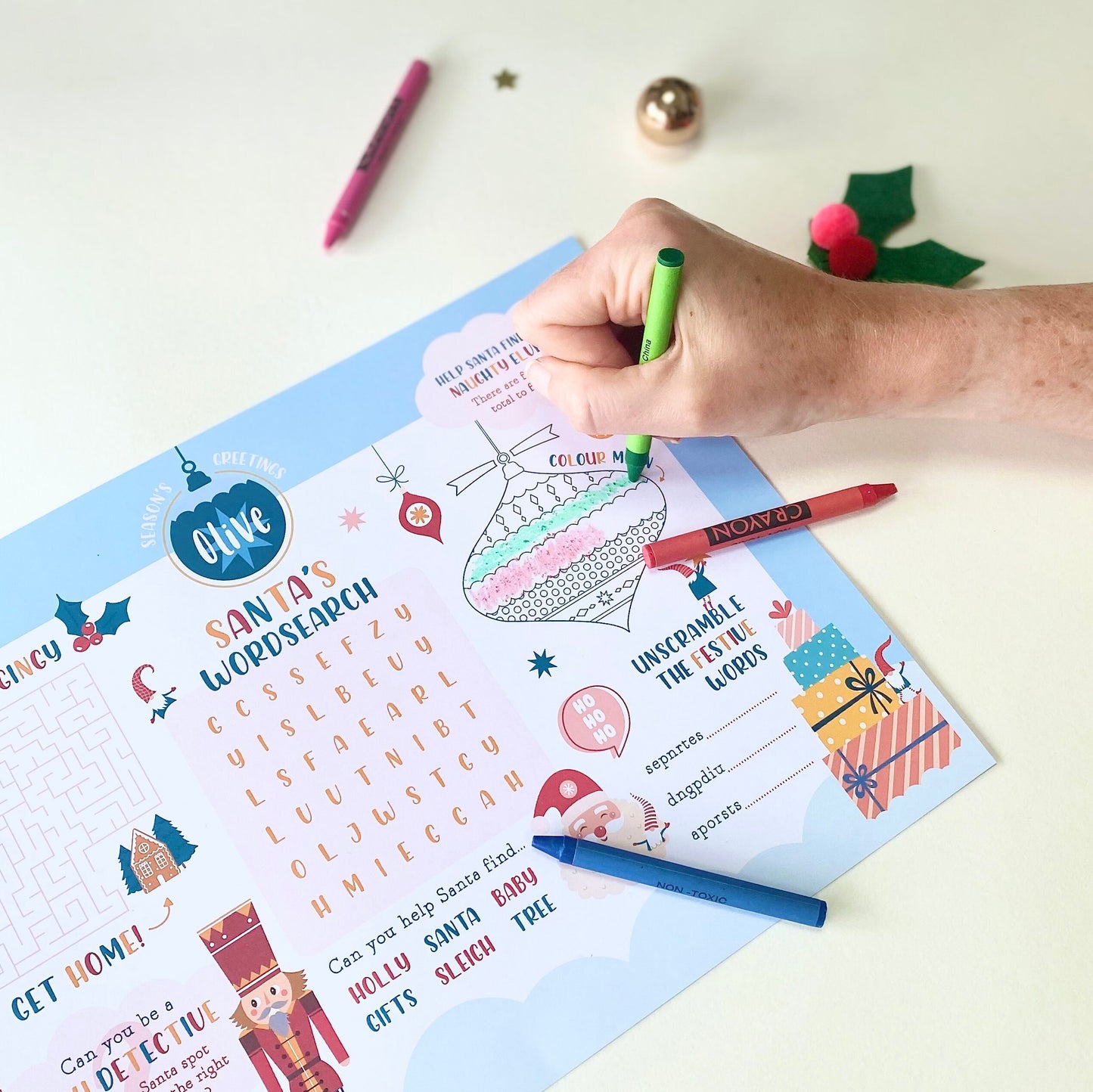 Personalised Kids Christmas Activity Place Mat