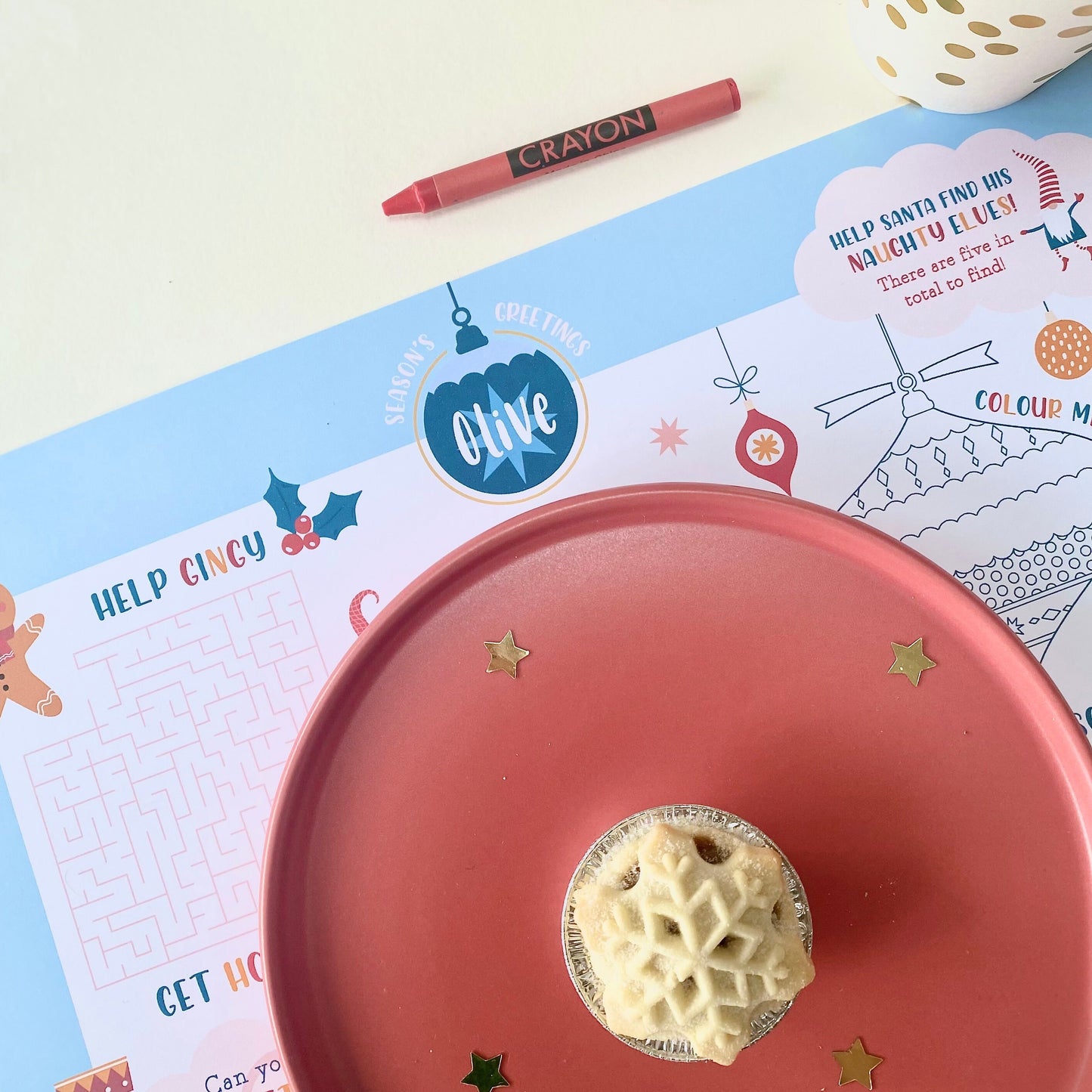 Personalised Kids Christmas Activity Place Mat