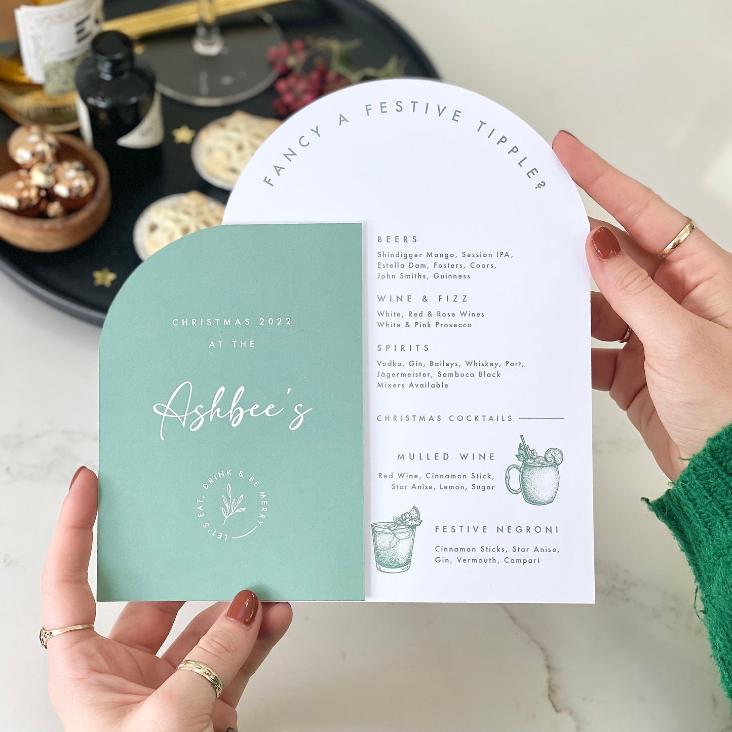 Personalised Festive Drinks Menu Table Sign