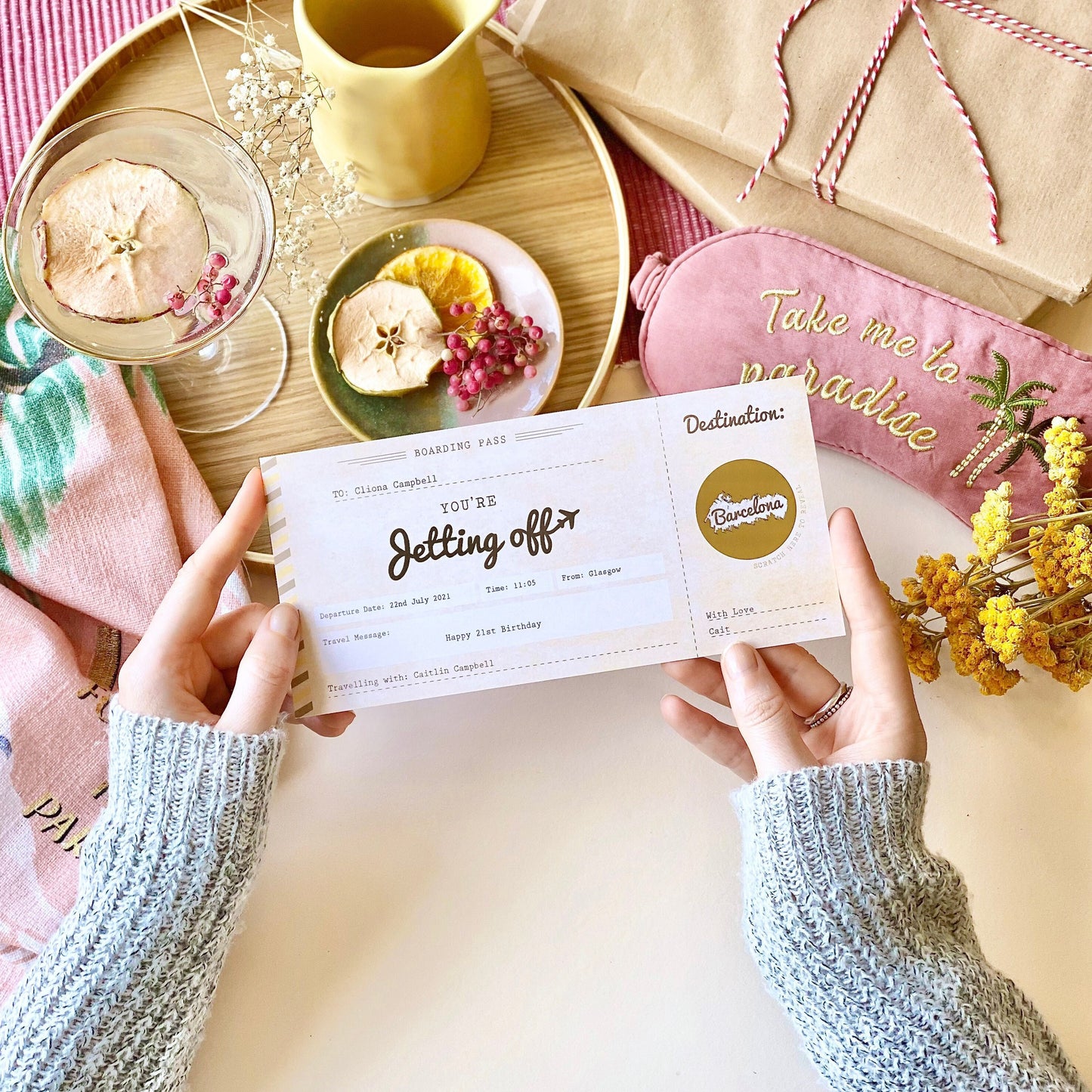 Jetting Off Holiday Reveal Boarding Pass Travel Ticket