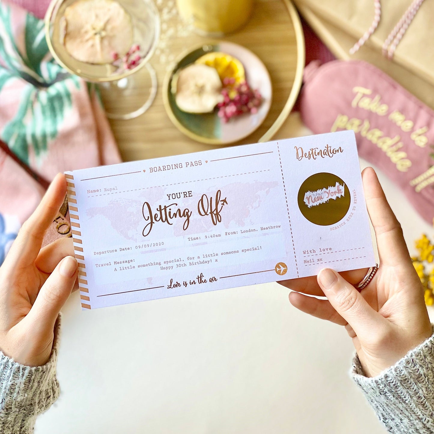 Love Is In The Air Rose Gold Scratch Card Boarding Pass