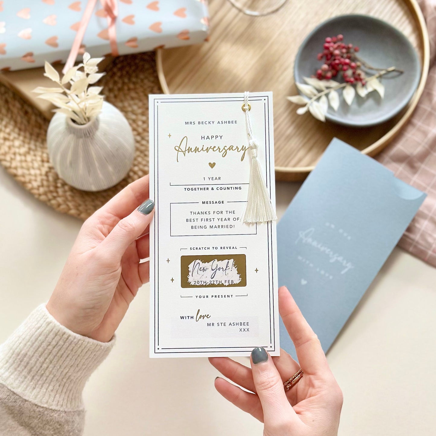 First Paper Wedding Anniversary Gift Announcement Card