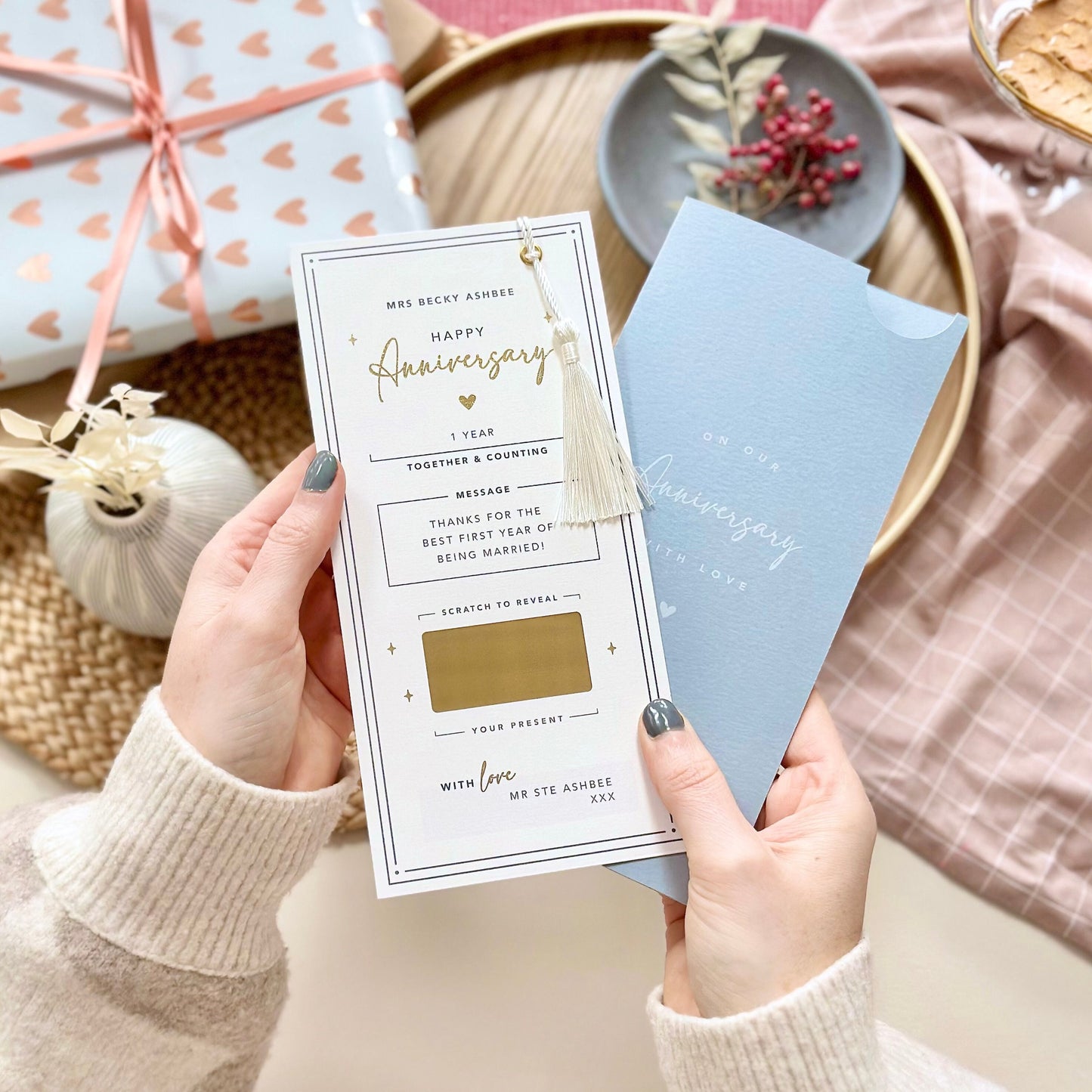 First Paper Wedding Anniversary Gift Announcement Card