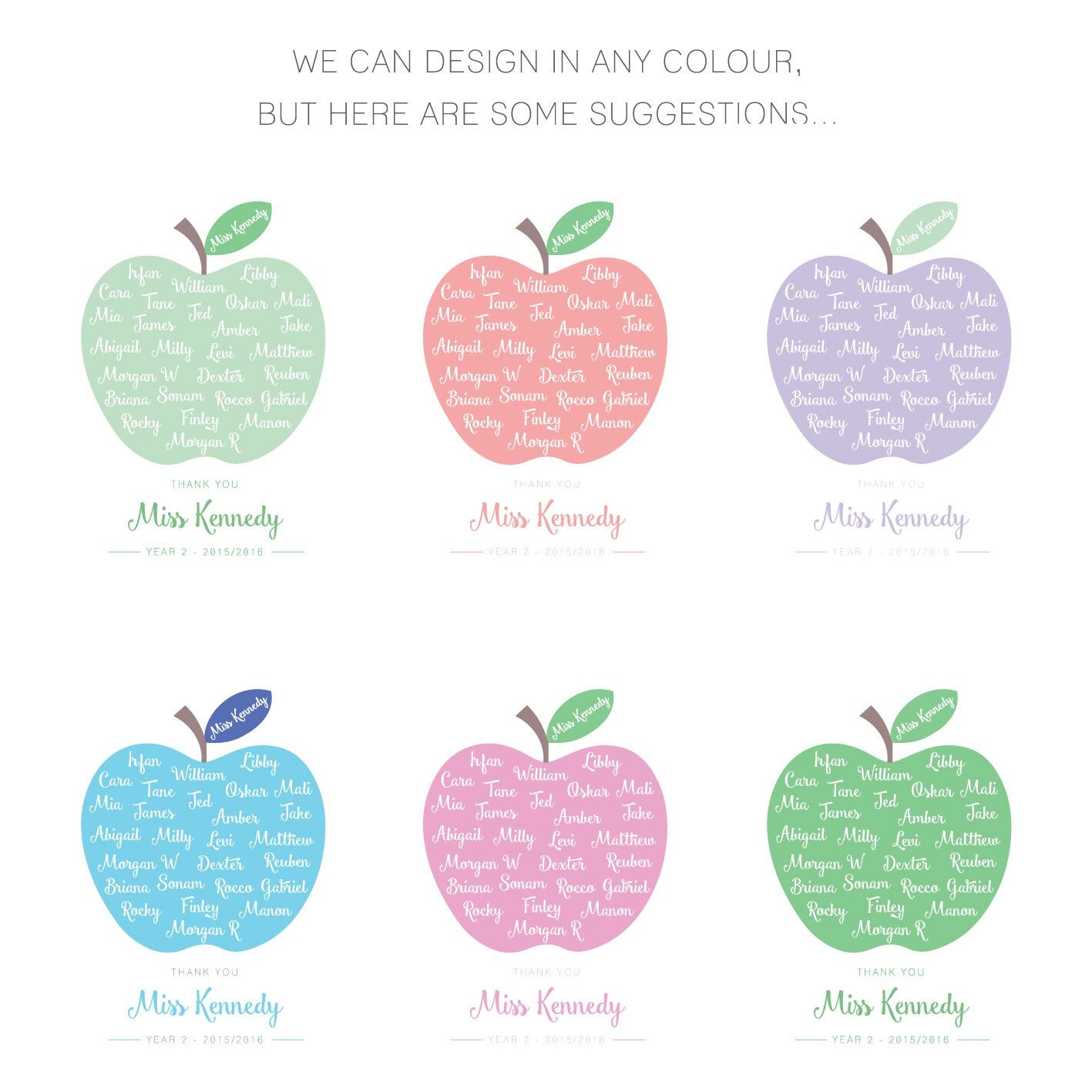 Personalised Teacher Gift Apple Print